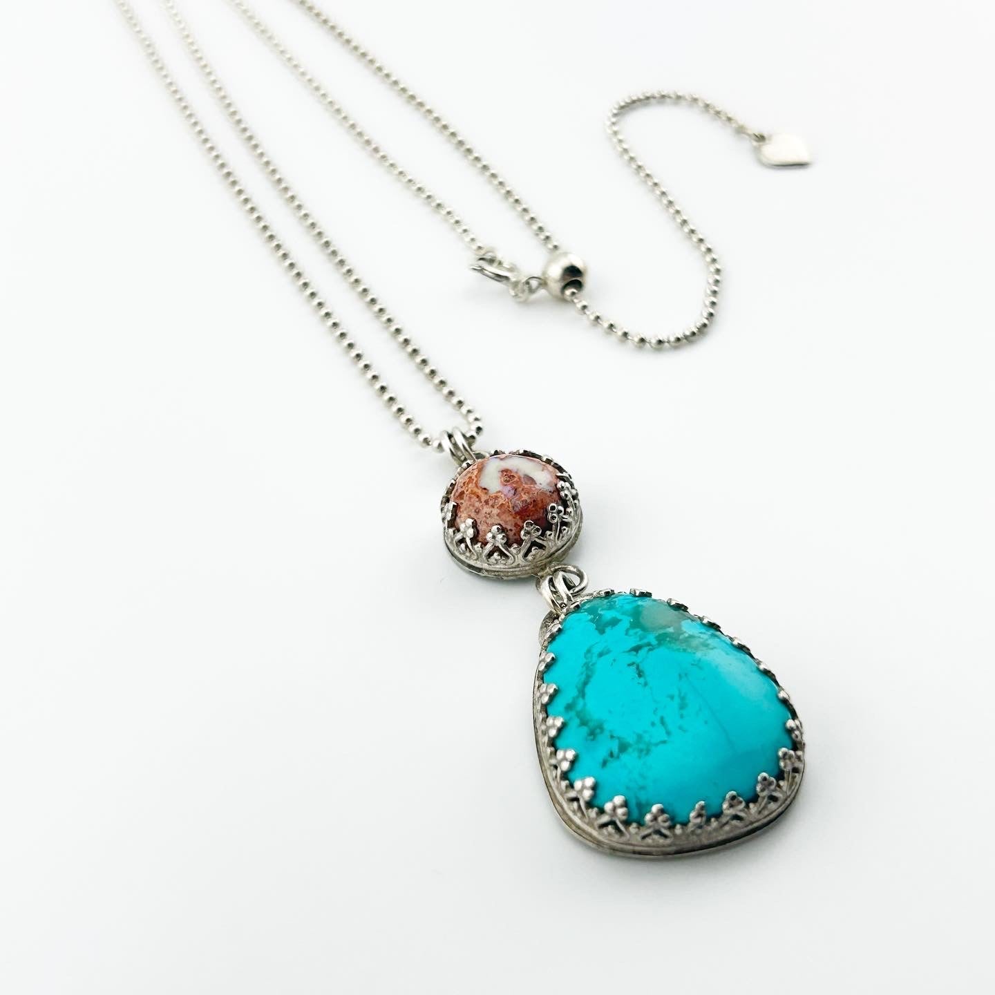 Turquoise & Fire Opal Necklace