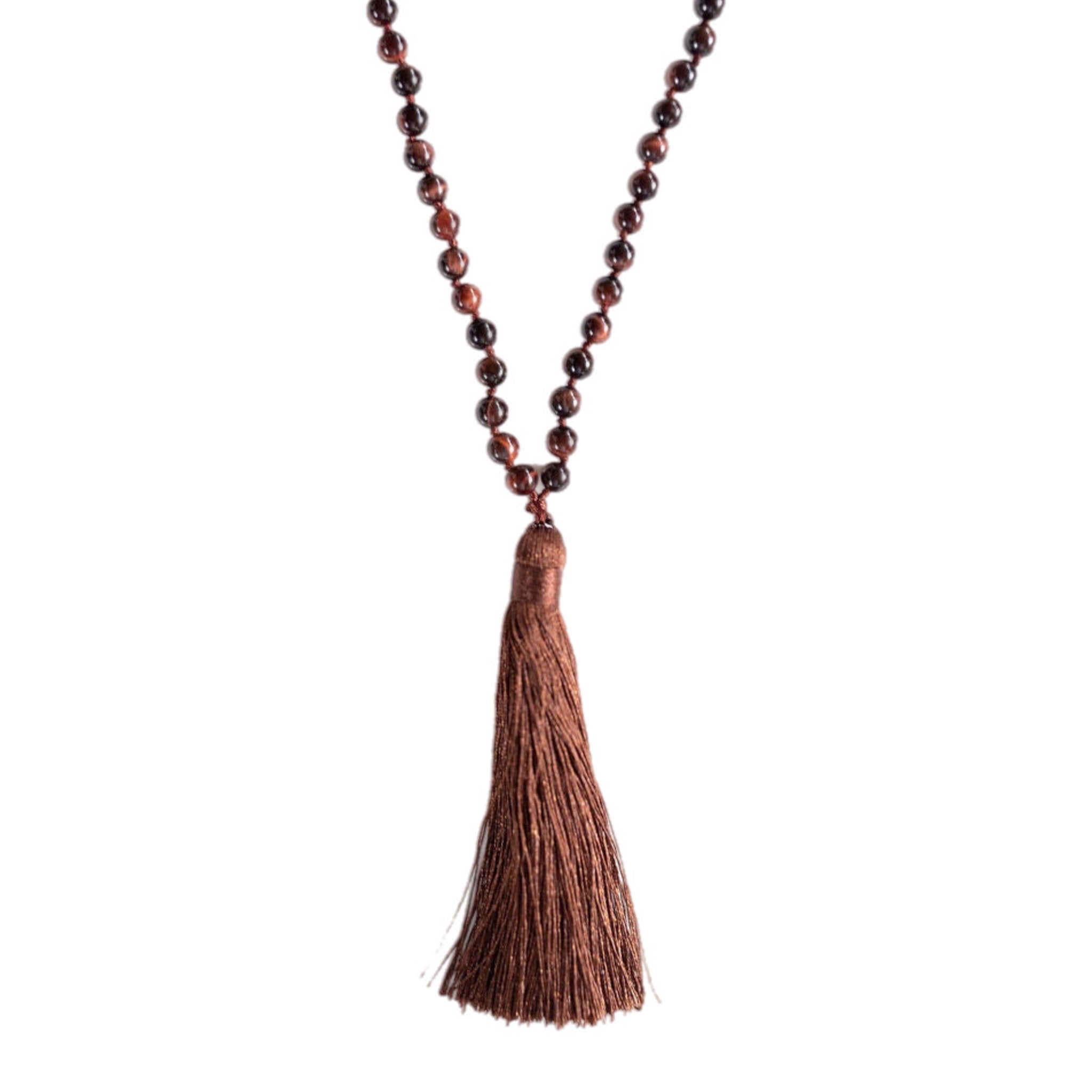 Tiger Eye & White Howlite Peaceful Revolution Mala | Prayer Beads | 108 Count | Japa Mala Tassel Necklace - HartCentered