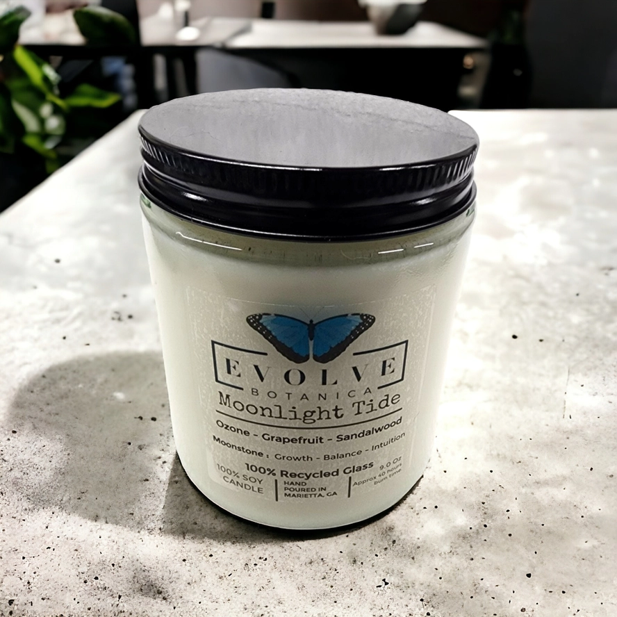 Wood Wick Crystal Soy Candle - Moonlight Tide (Moonstone)-2