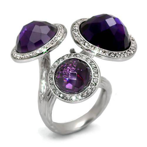 Mystical Mushroom Ring | Rhodium Brass Ring & CZ in Amethyst - HartCentered