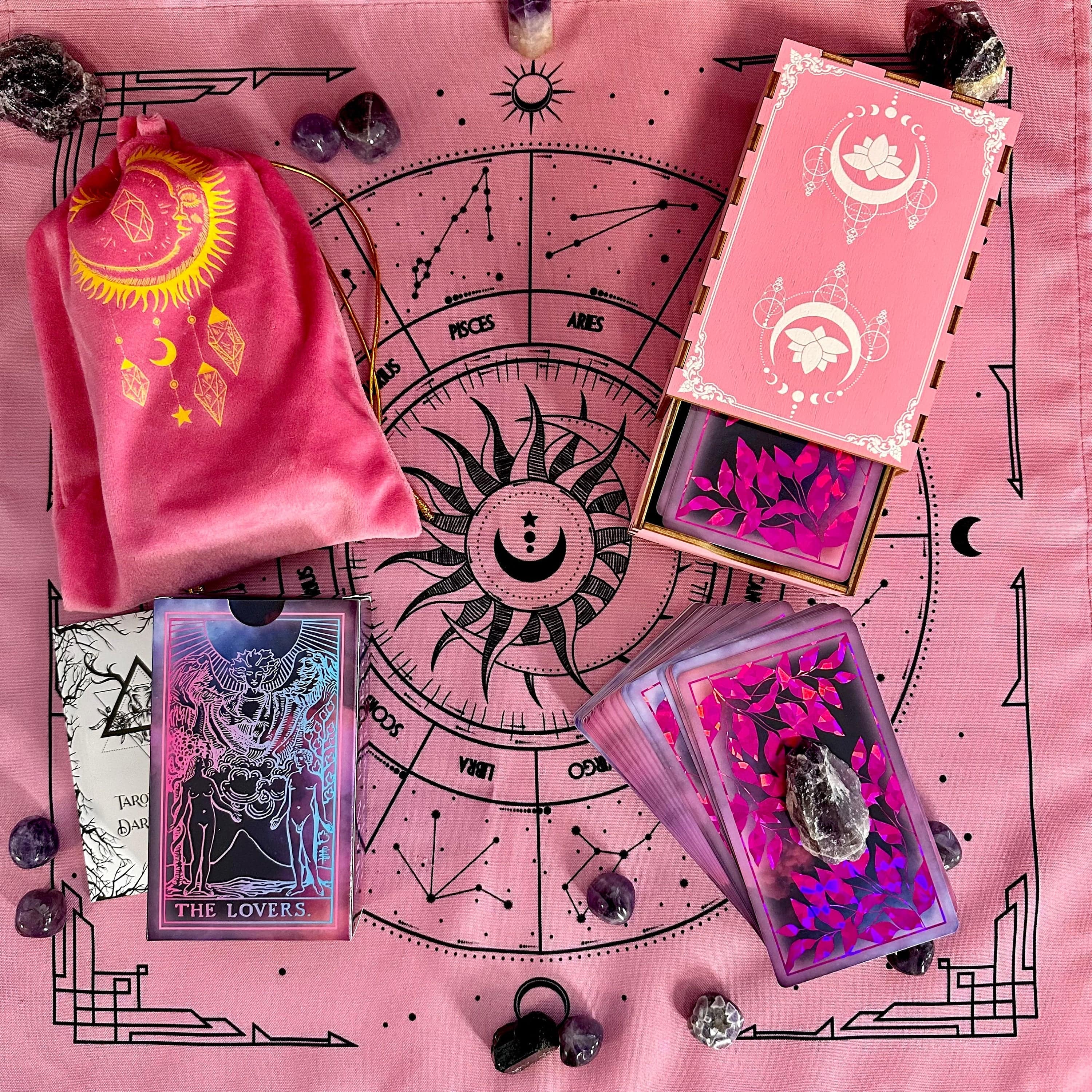 The Rider Waite | Purple Neon Foil | Tarot Deck | Pink Set - HartCentered
