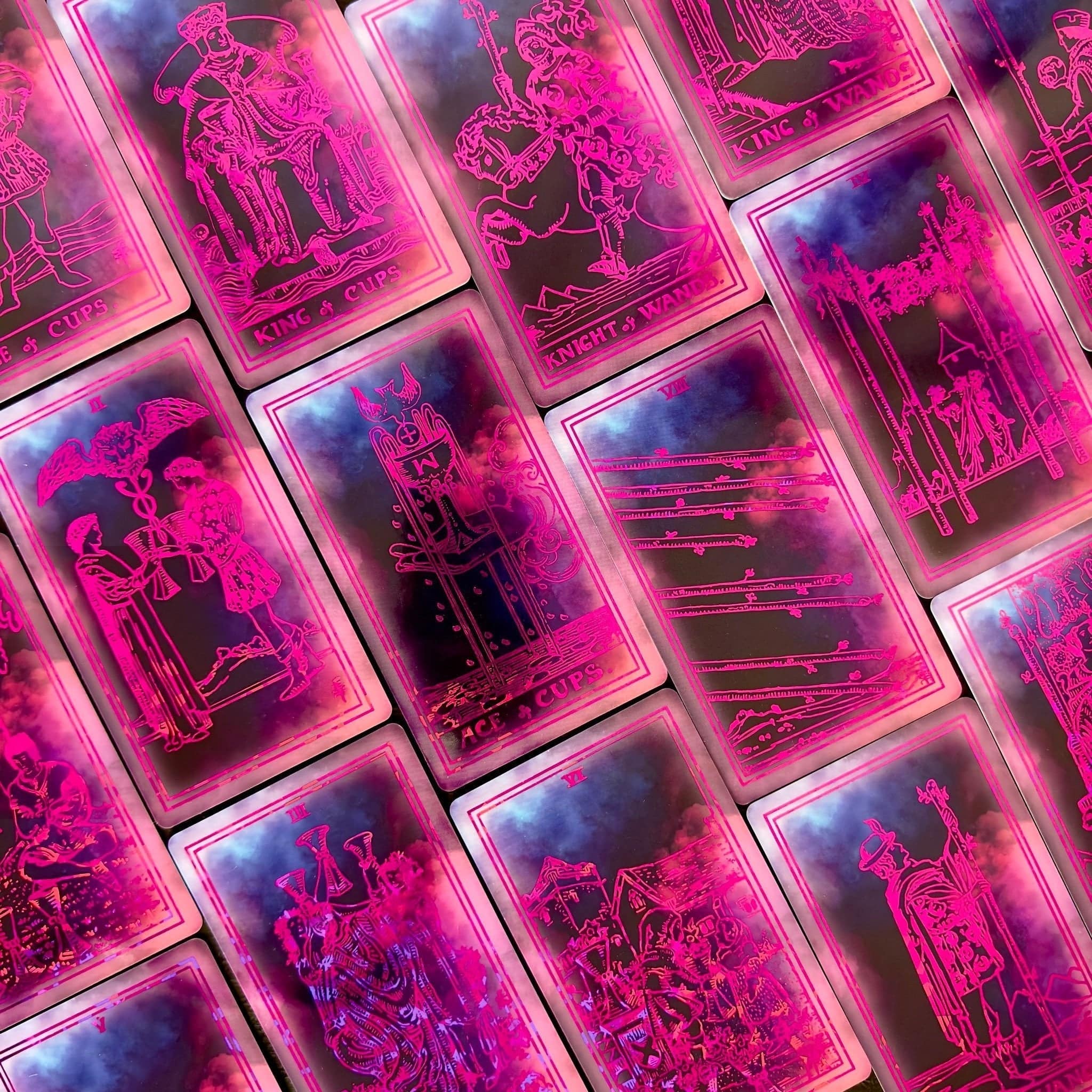 The Rider Waite | Purple Neon Foil | Tarot Deck | Red/Black Set - HartCentered