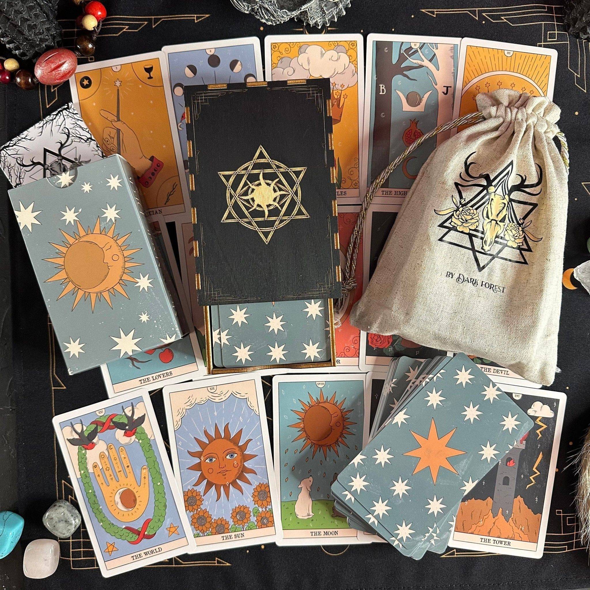 Moon Magic | Eco-Linen Cardboard | Tarot Deck Set - HartCentered