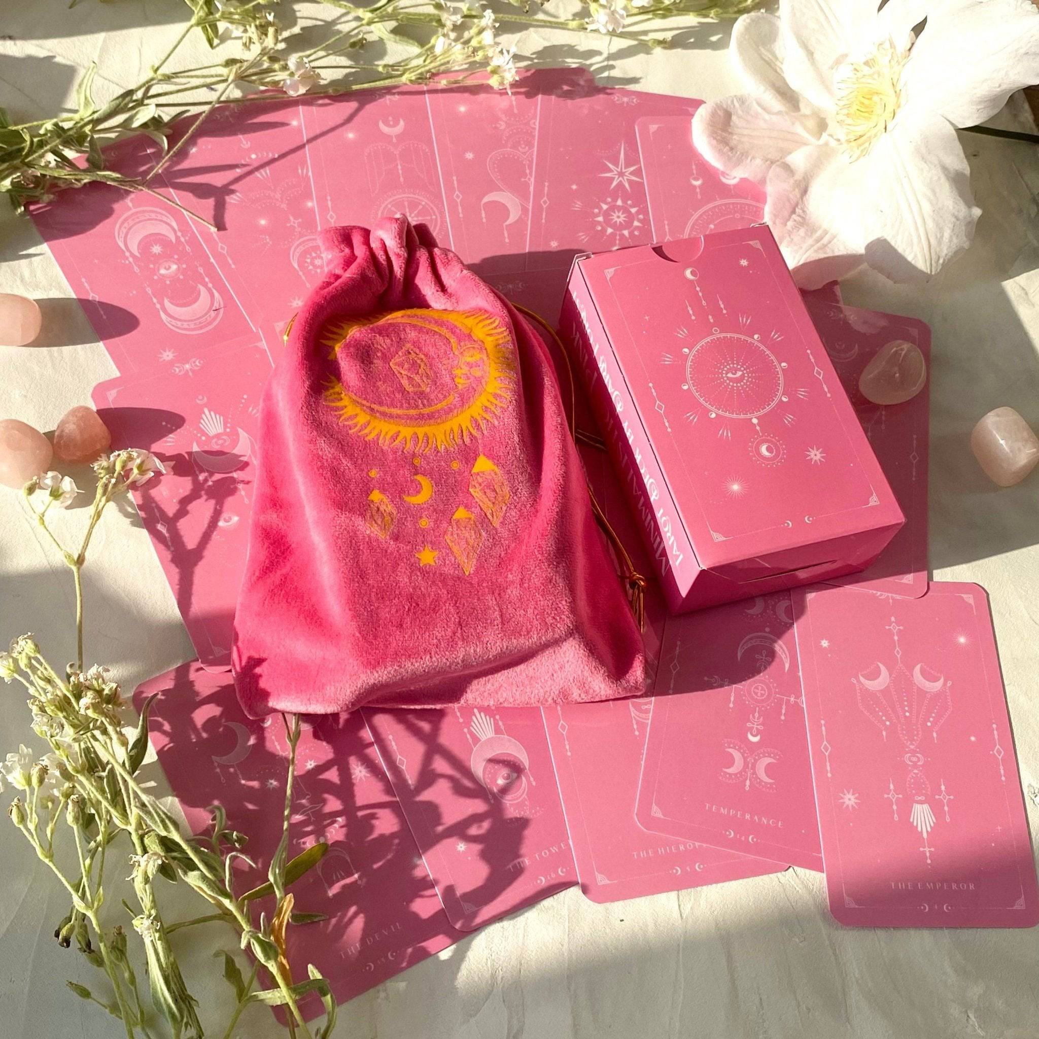 Velvet Bag & Tarot Cloth | Pink - HartCentered