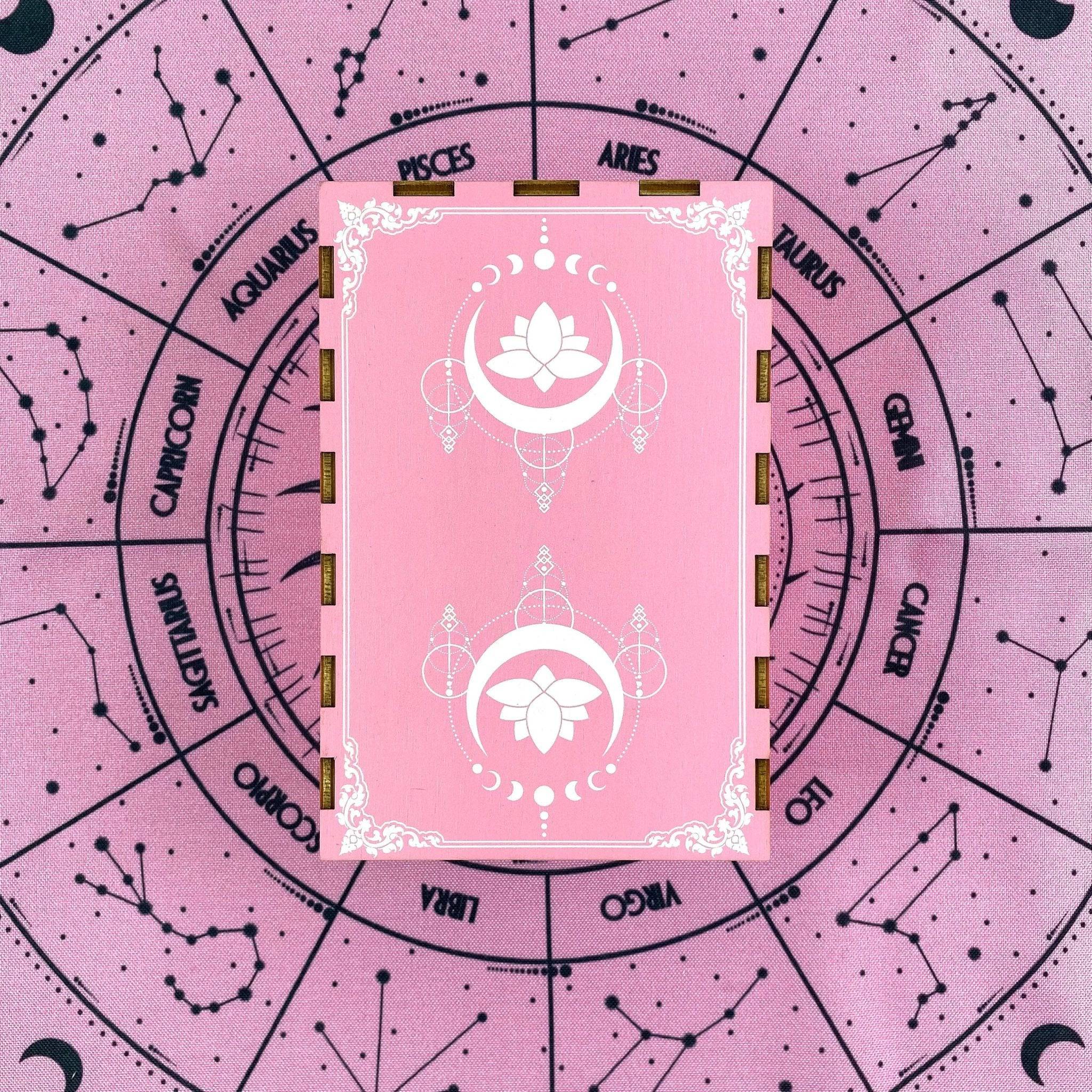 Wooden Tarot Box | Pink Lotus - HartCentered