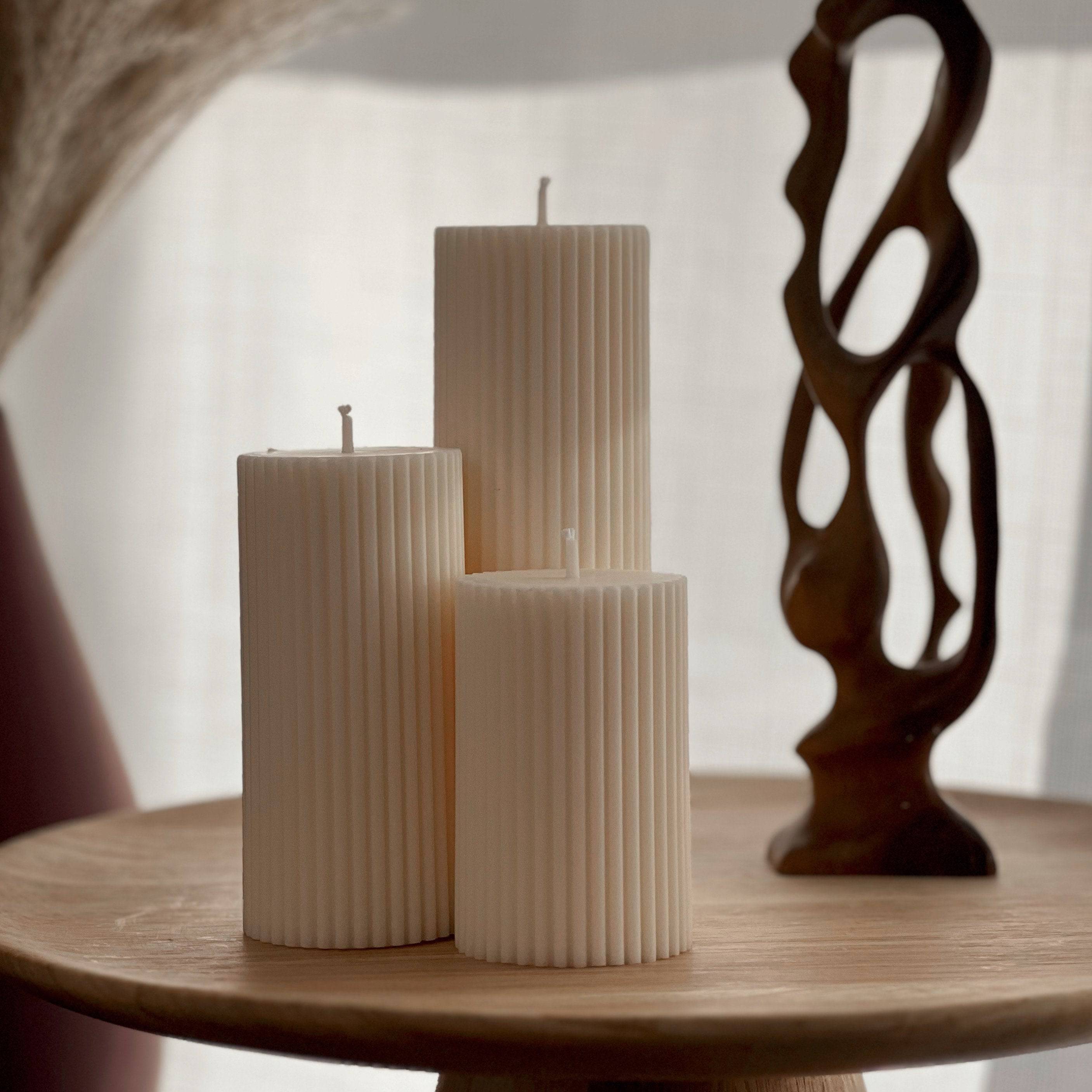 Ribbed Pillar Candle Set - HartCentered