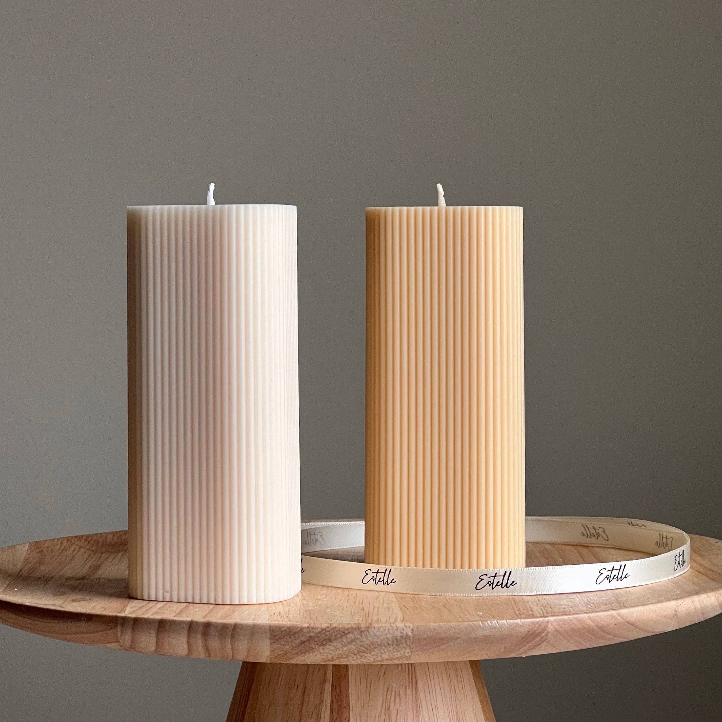 Ribbed Pillar Candle - HartCentered