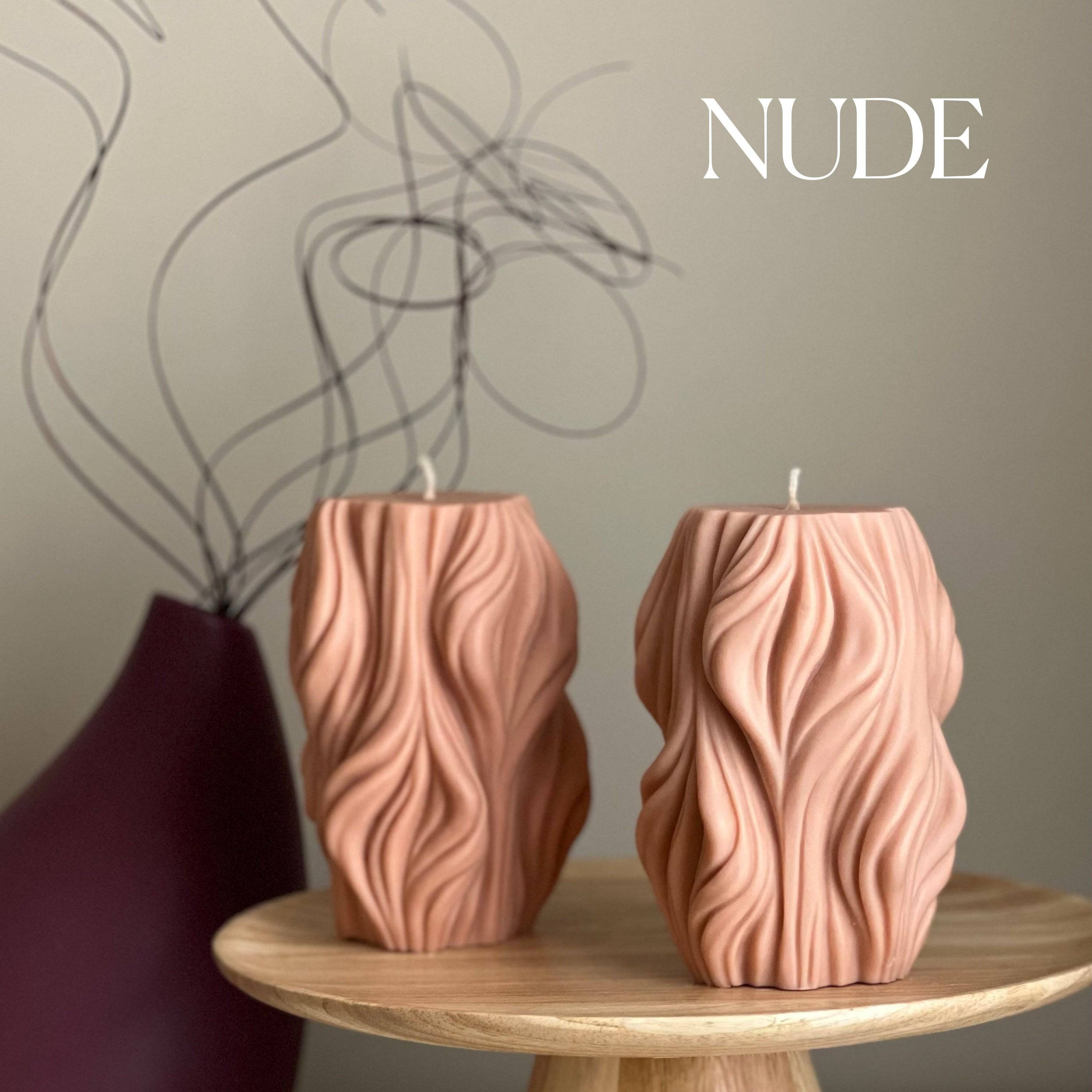 Huge Wave Stripe Column Candle - HartCentered