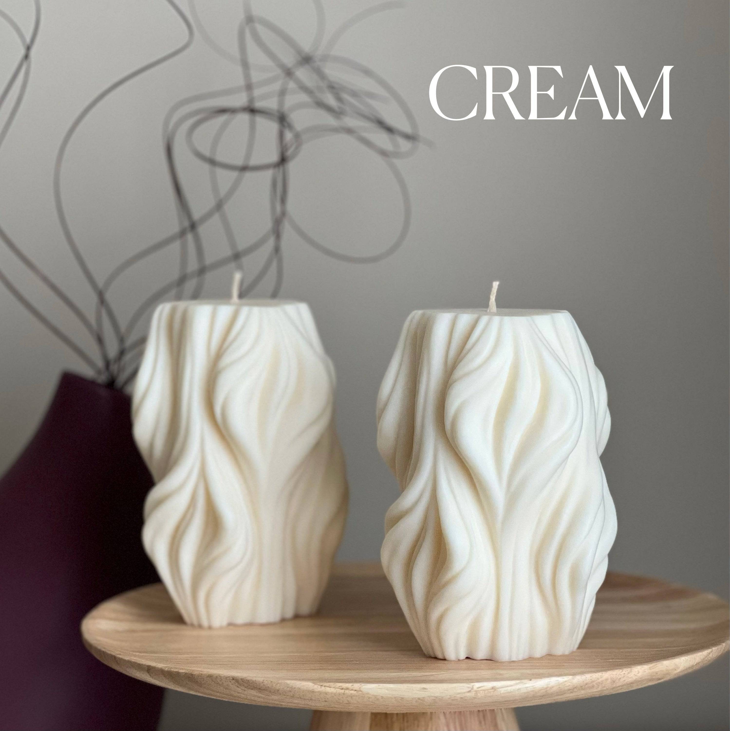 Huge Wave Stripe Column Candle - HartCentered
