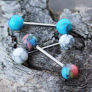 Nipple Bar Set with Synthetic Stones - HartCentered