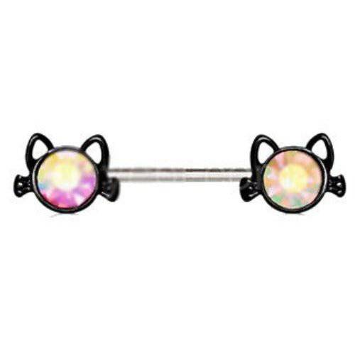 316L Stainless Steel Black Cat Nipple Bar - HartCentered