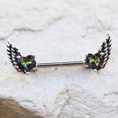 316L Surgical Steel Gothic Winged Heart Nipple Bar - HartCentered