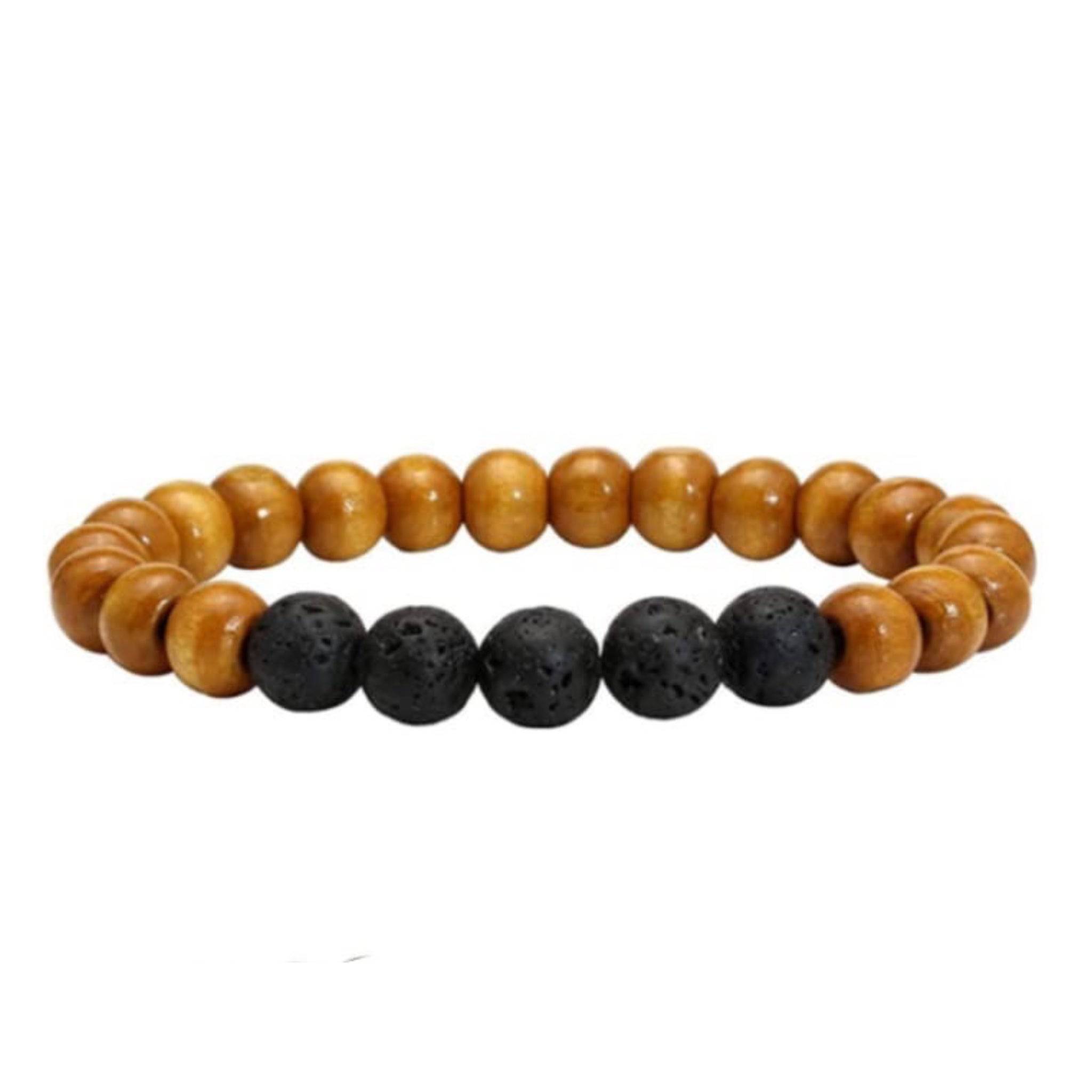 Wood Beads & Lava Stone | Essential Oil Bracelet - HartCentered