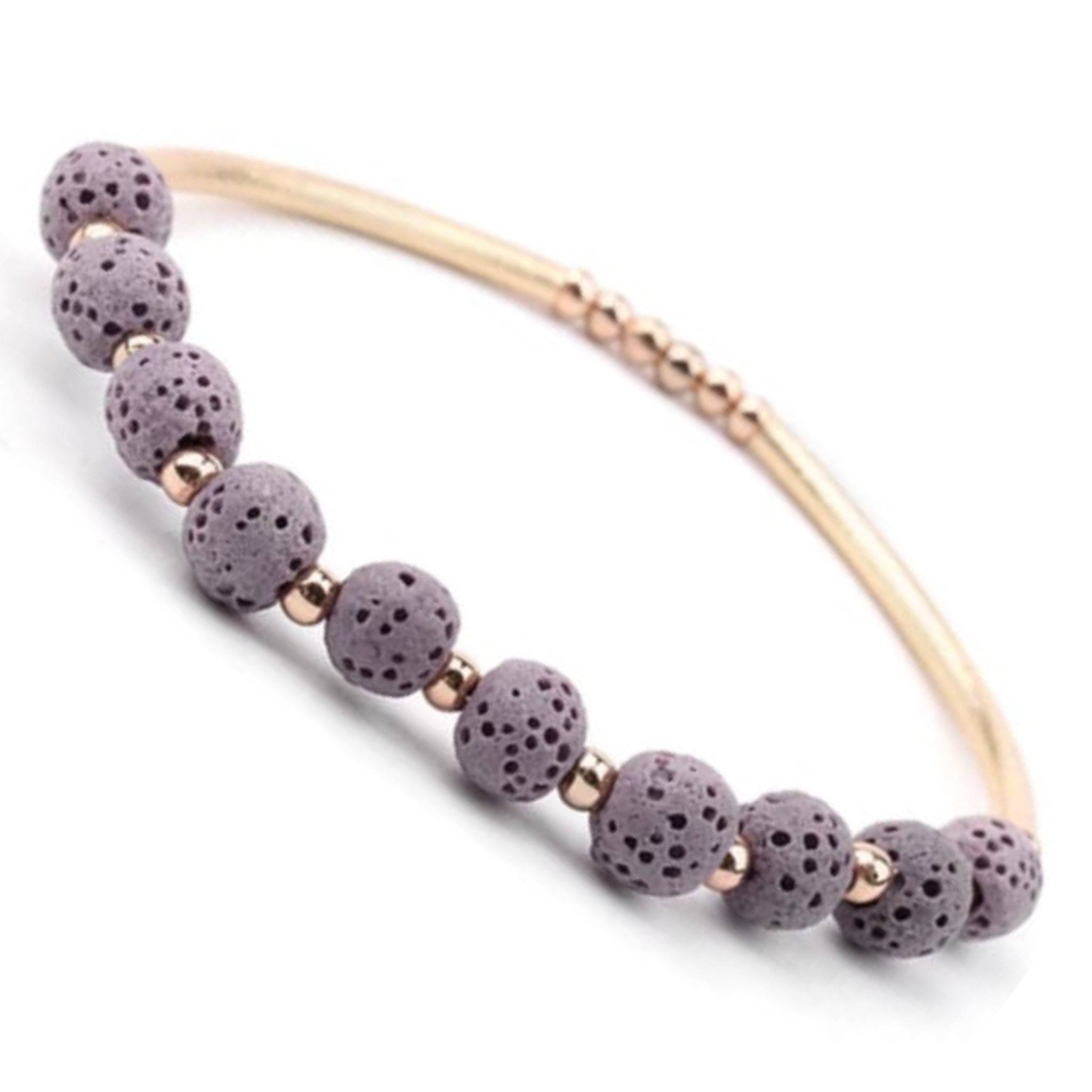 Gold & Purple Lava Stone | Essential Oil Bracelet