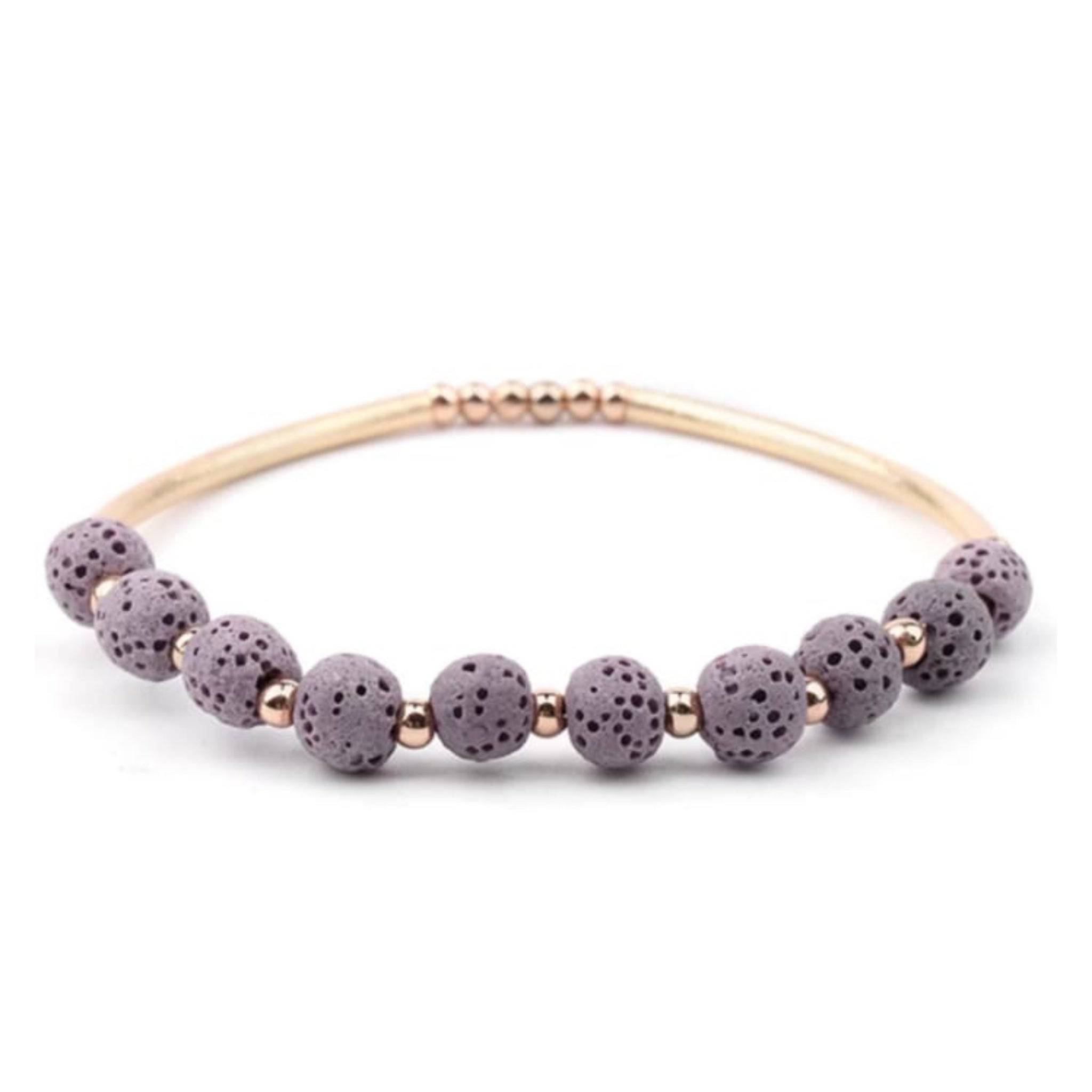 Gold & Purple Lava Stone | Essential Oil Bracelet