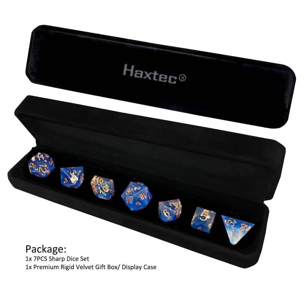 Sharp Edge: Blue Clear Gold Foil Dice Set - HartCentered