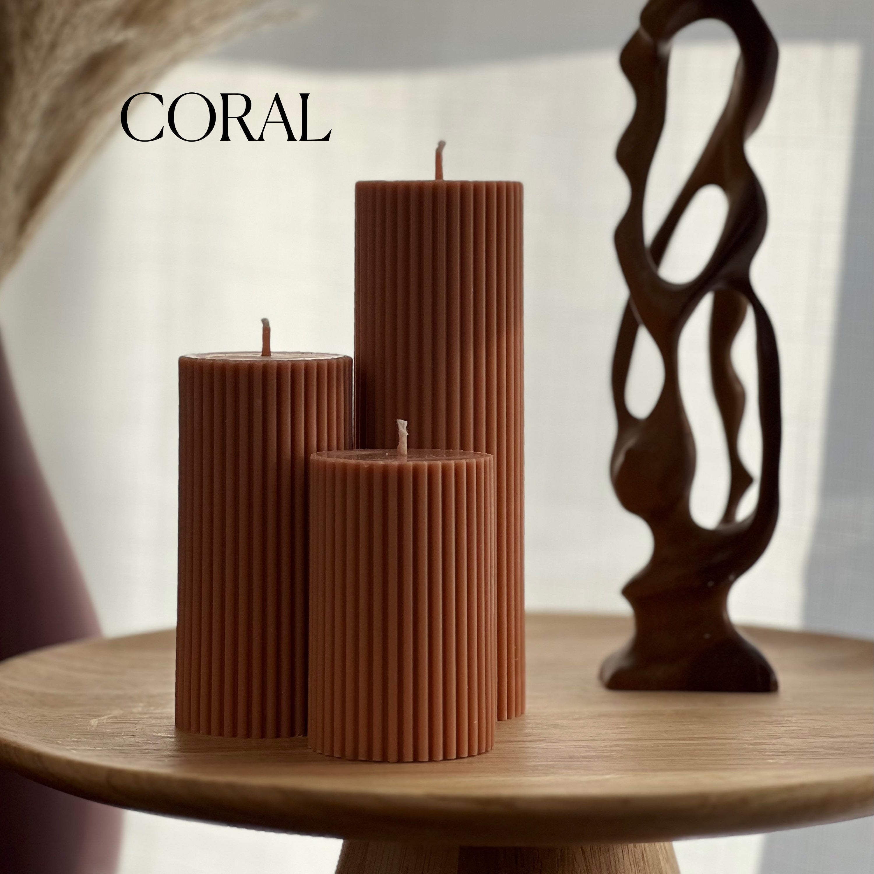 Ribbed Pillar Candle Set - HartCentered