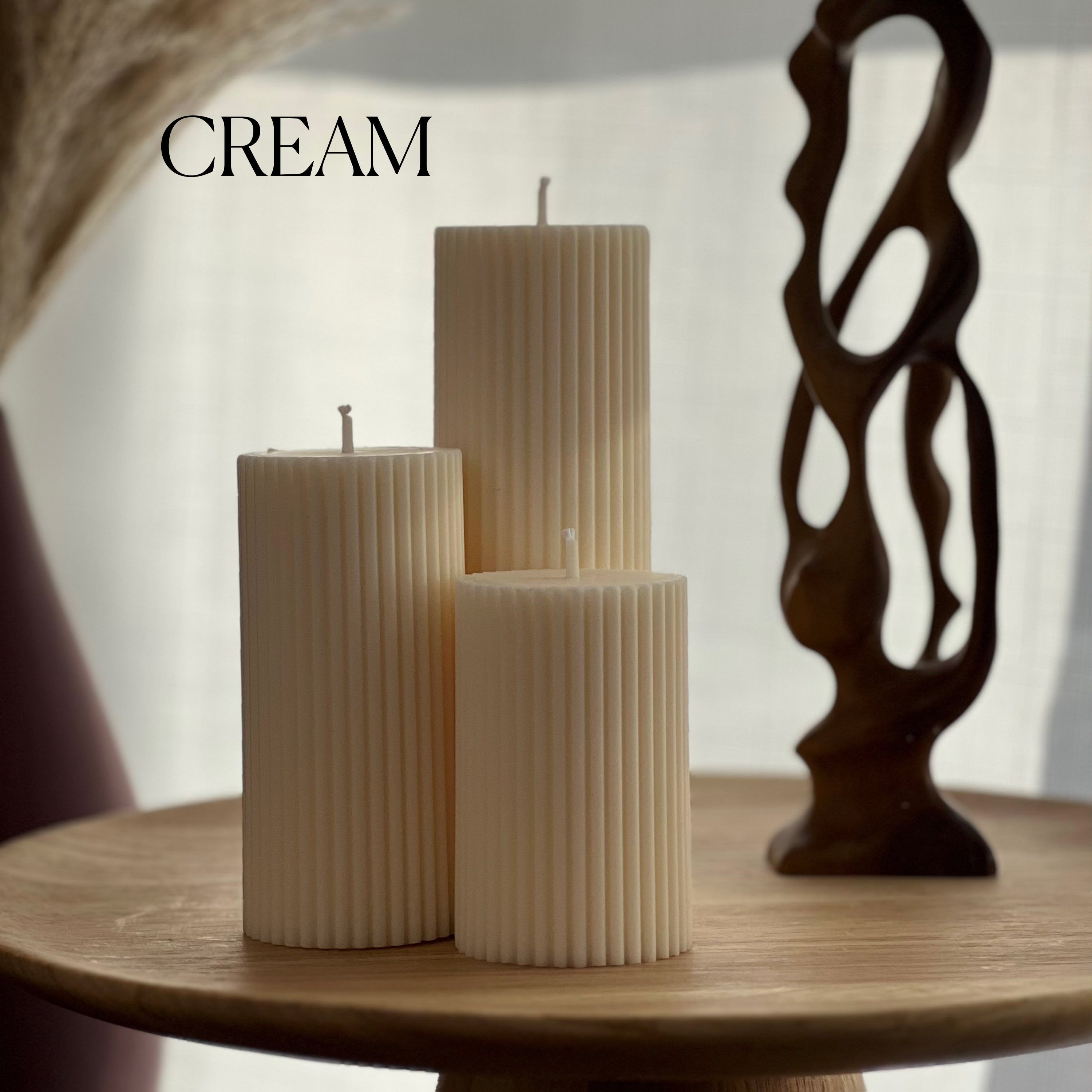 Ribbed Pillar Candle Set - HartCentered
