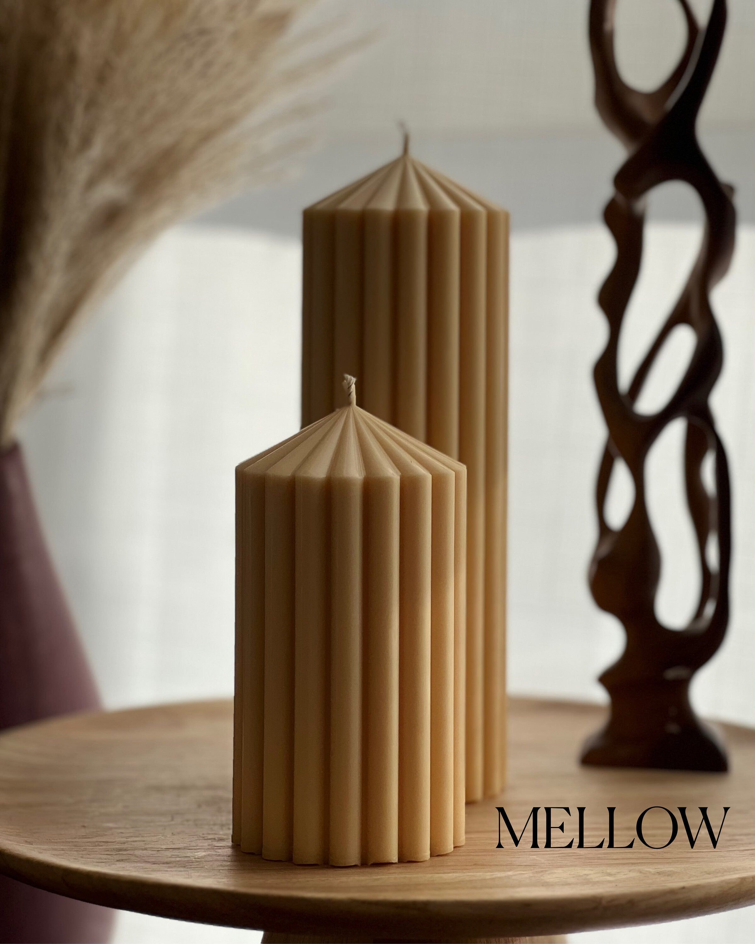 Ribbed Peak Pillar Candle - HartCentered