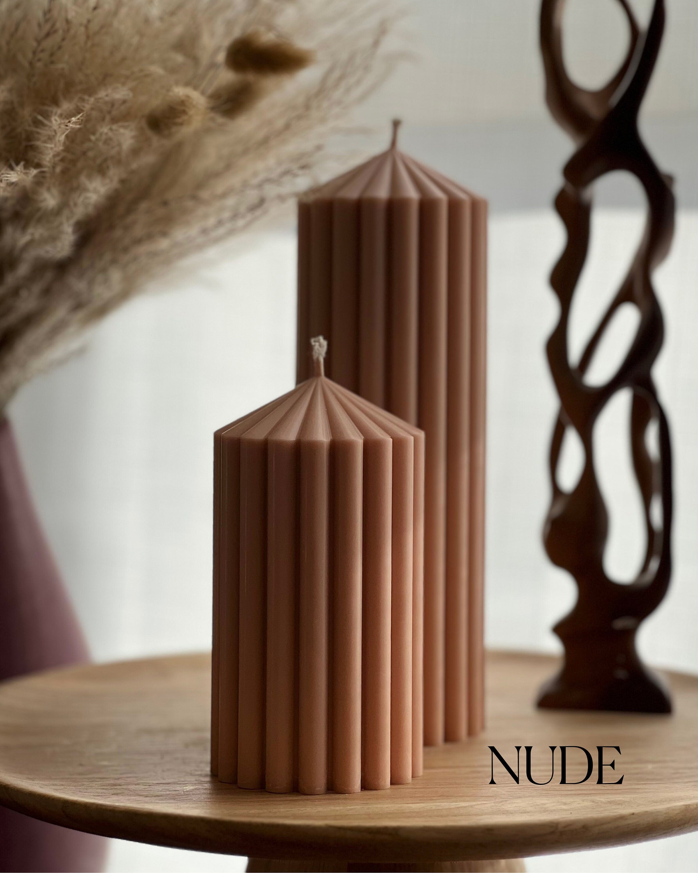 Ribbed Peak Pillar Candle - HartCentered