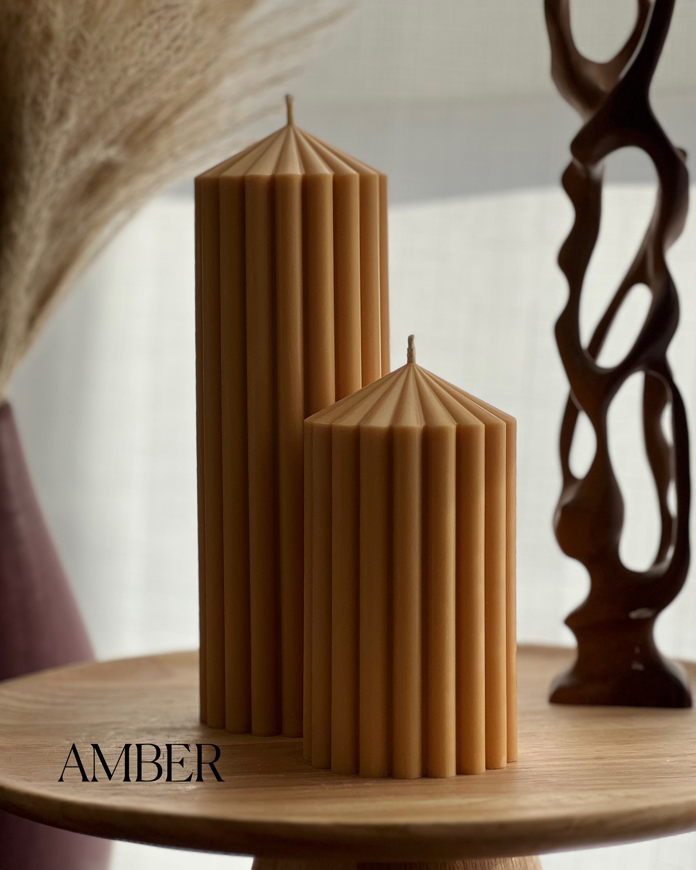 Ribbed Peak Pillar Candle - HartCentered