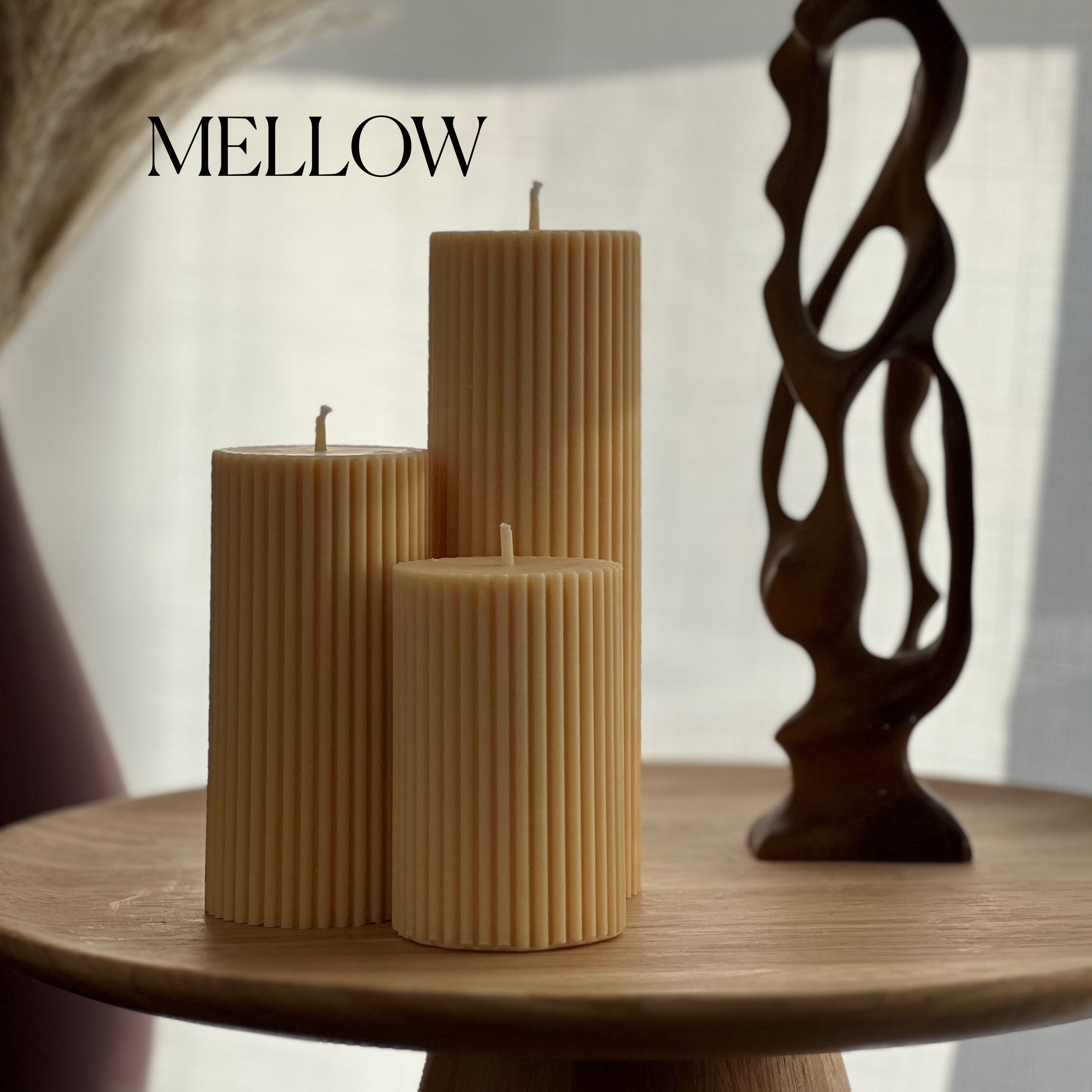 Ribbed Pillar Candle Set - HartCentered