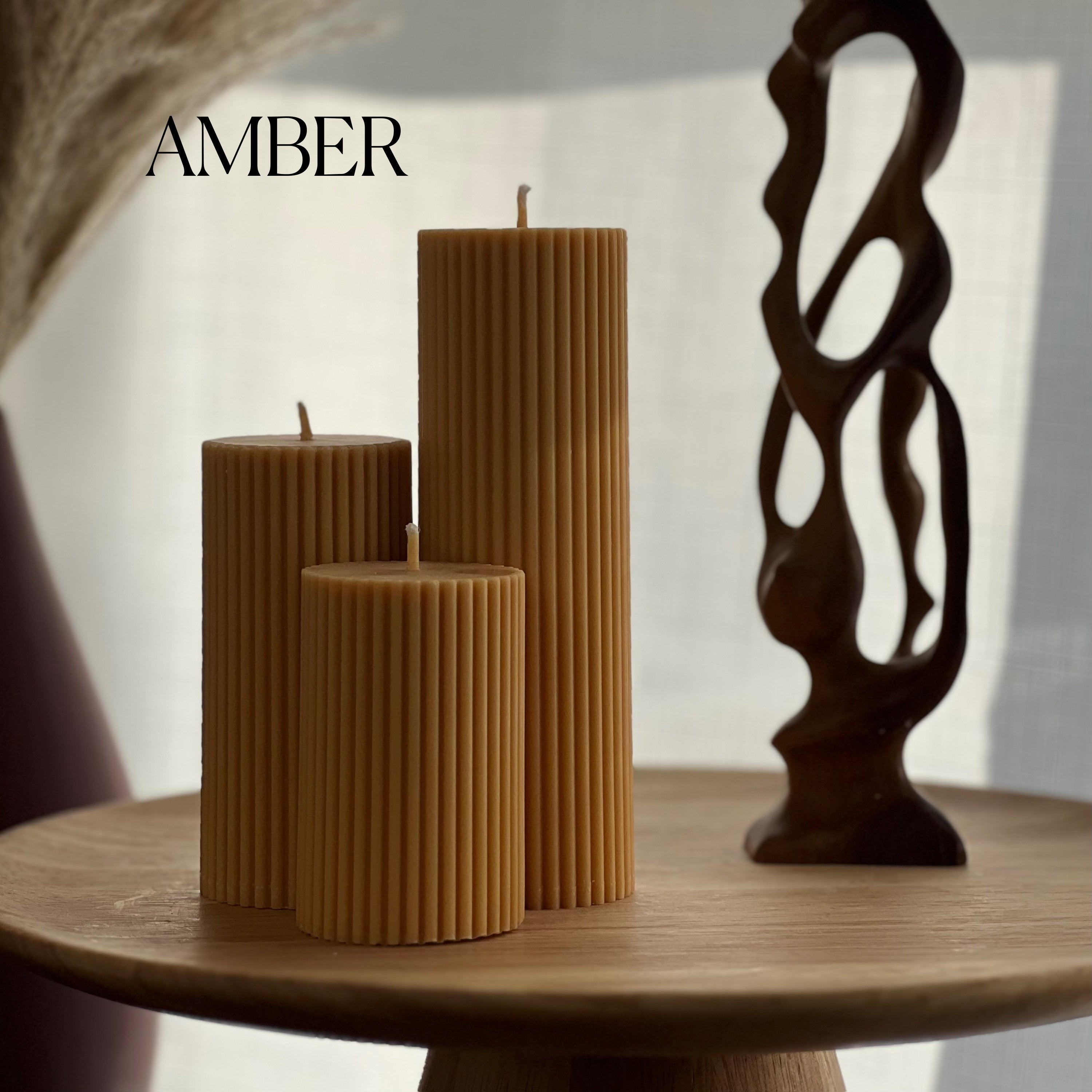 Ribbed Pillar Candle Set - HartCentered