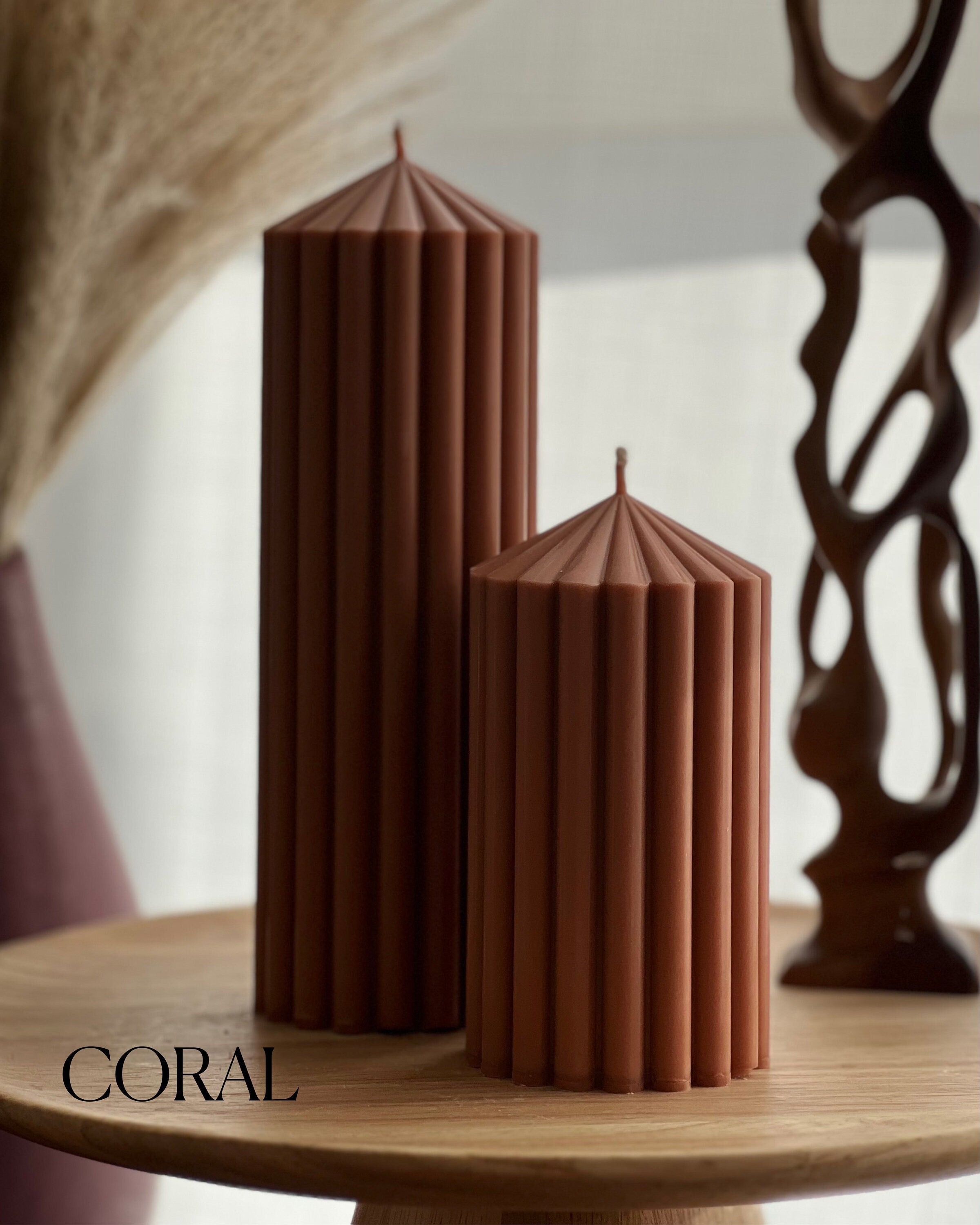Ribbed Peak Pillar Candle - HartCentered
