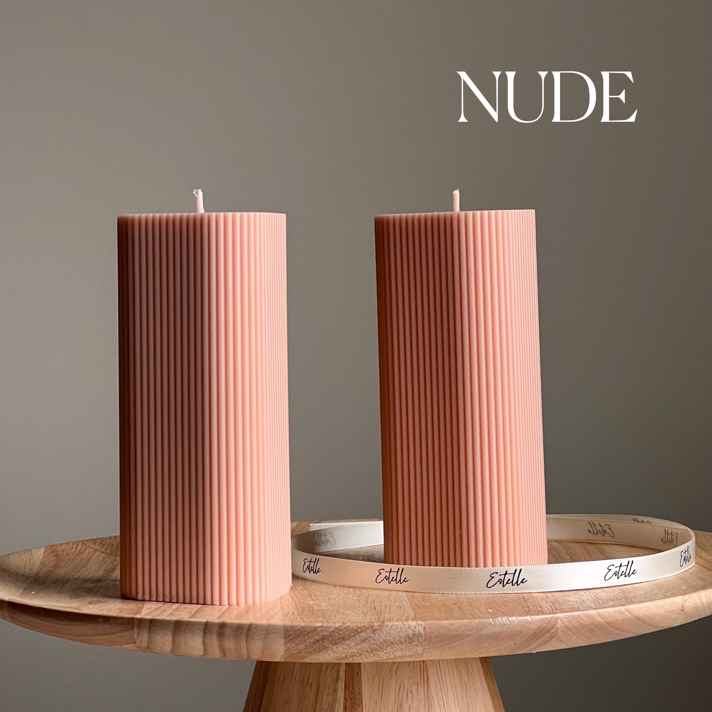 Ribbed Pillar Candle - HartCentered