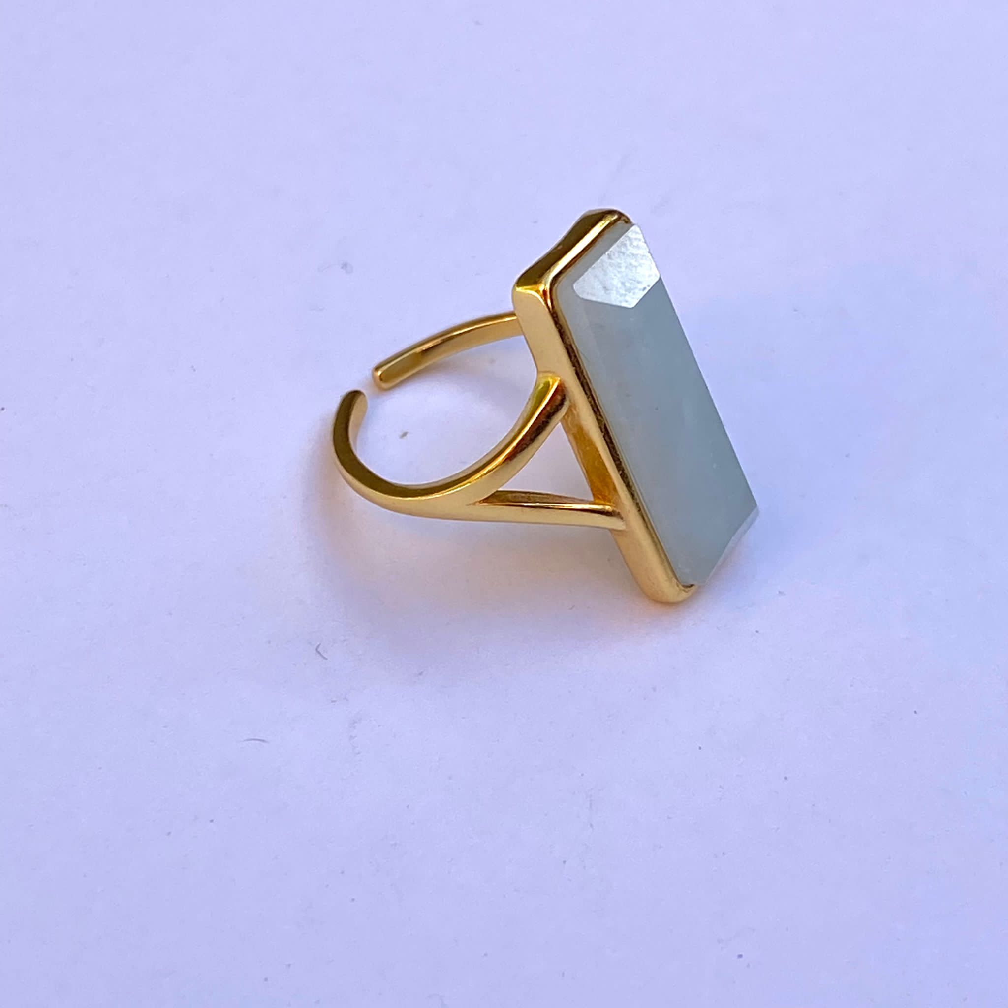 Aquamarine Rectangle Ring | Gold-Plated Sterling Silver - HartCentered