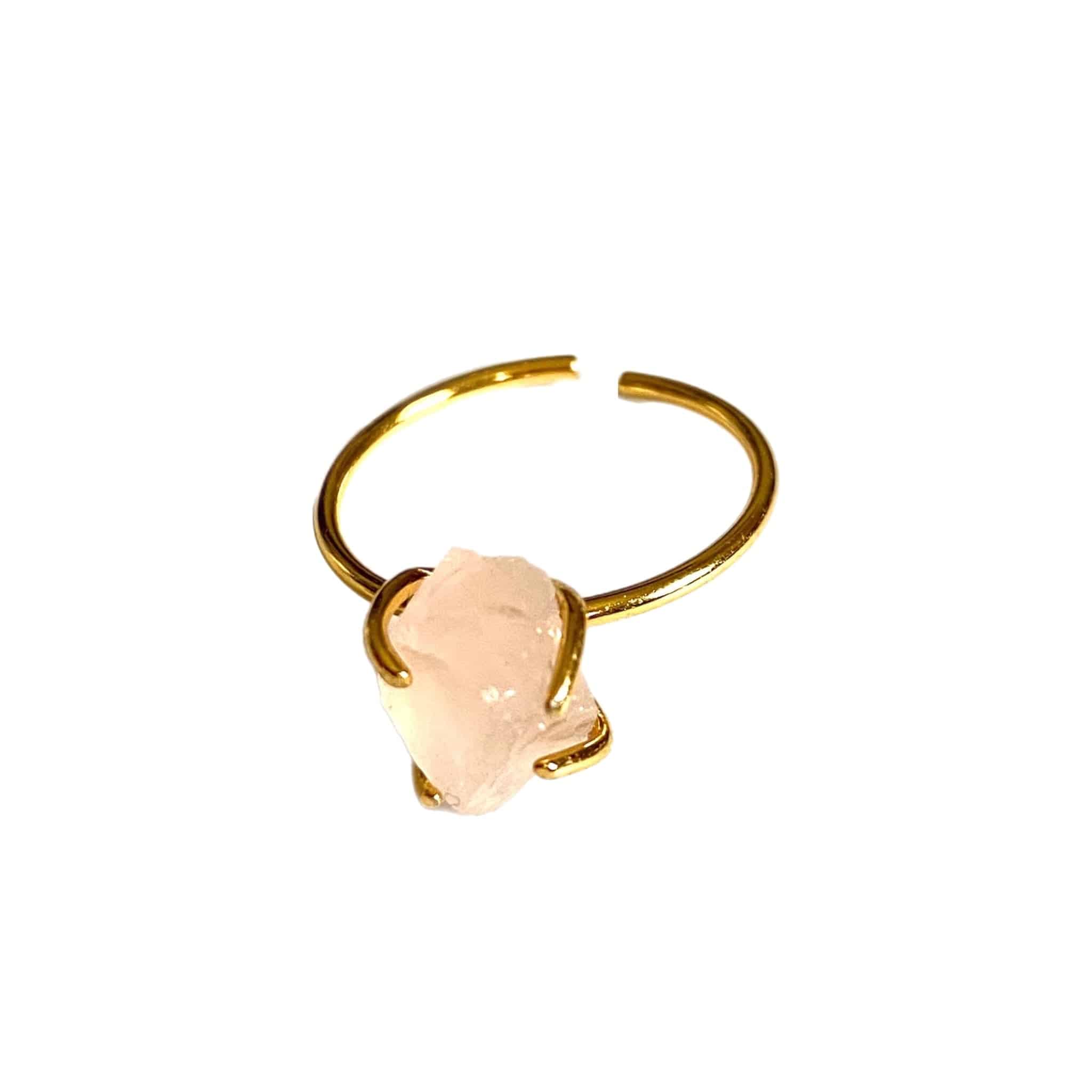 Rose Quartz Stacking Ring | Sterling Silver & Raw Crystal | Adjustable Size 7