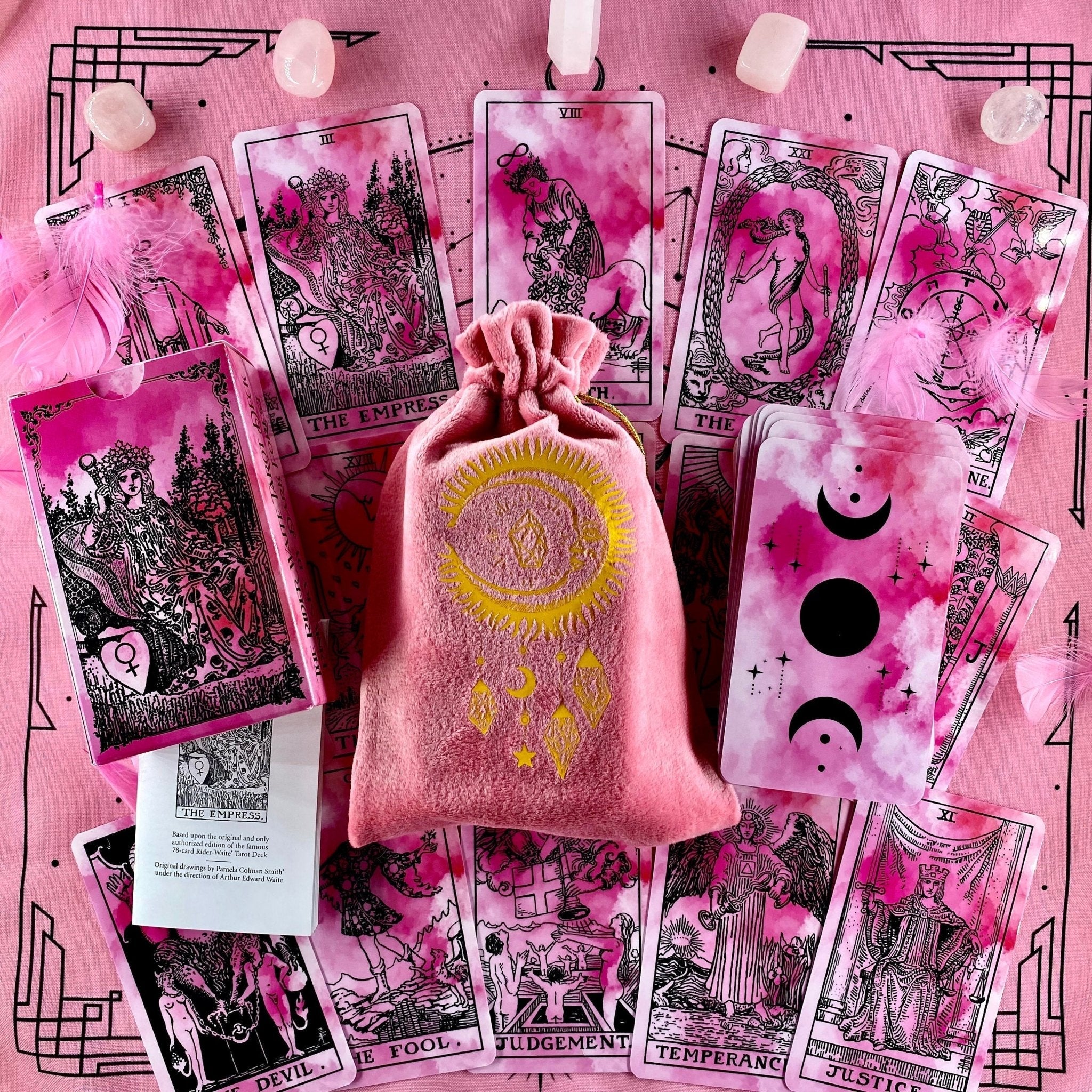Velvet Bag & Tarot Cloth | Pink - HartCentered