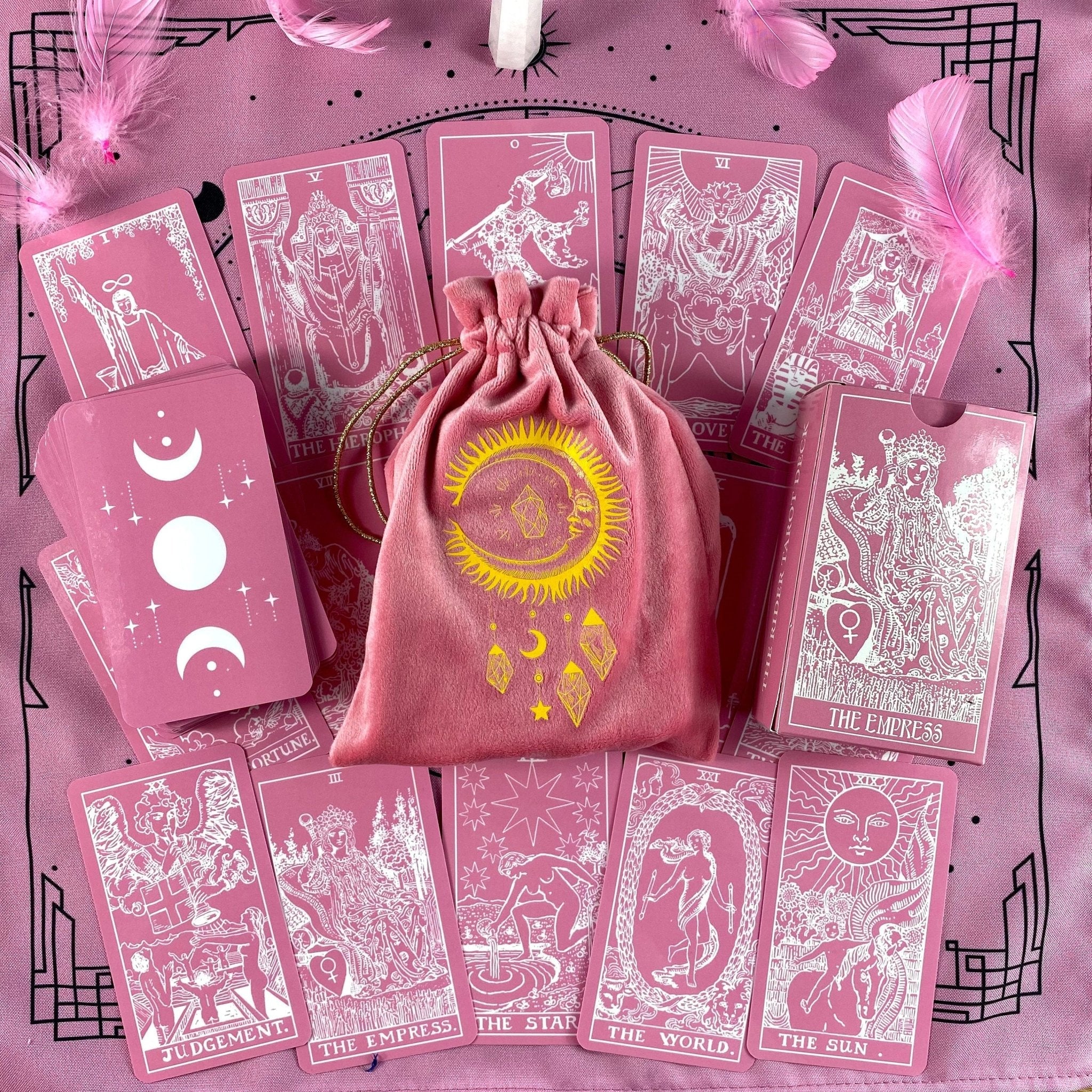 Velvet Bag & Tarot Cloth | Pink - HartCentered