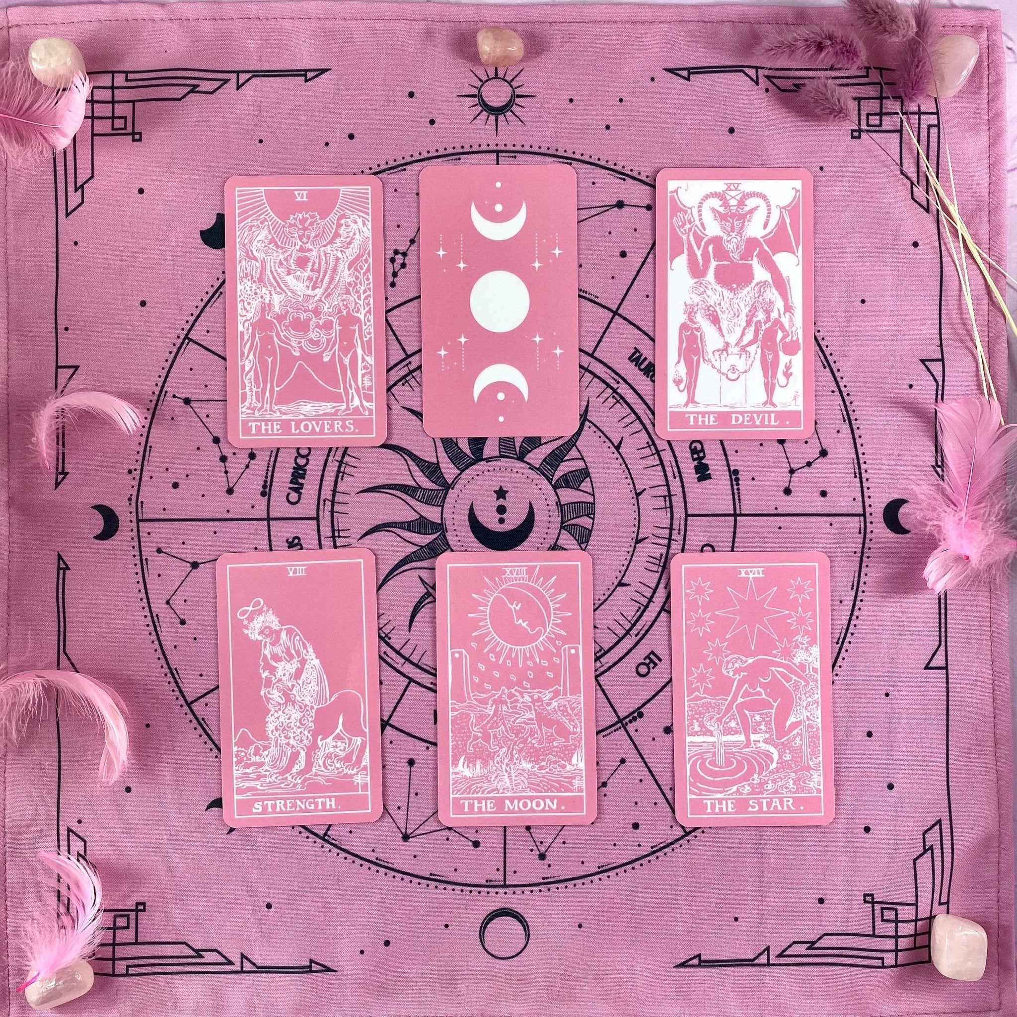 Velvet Bag & Tarot Cloth | Pink - HartCentered