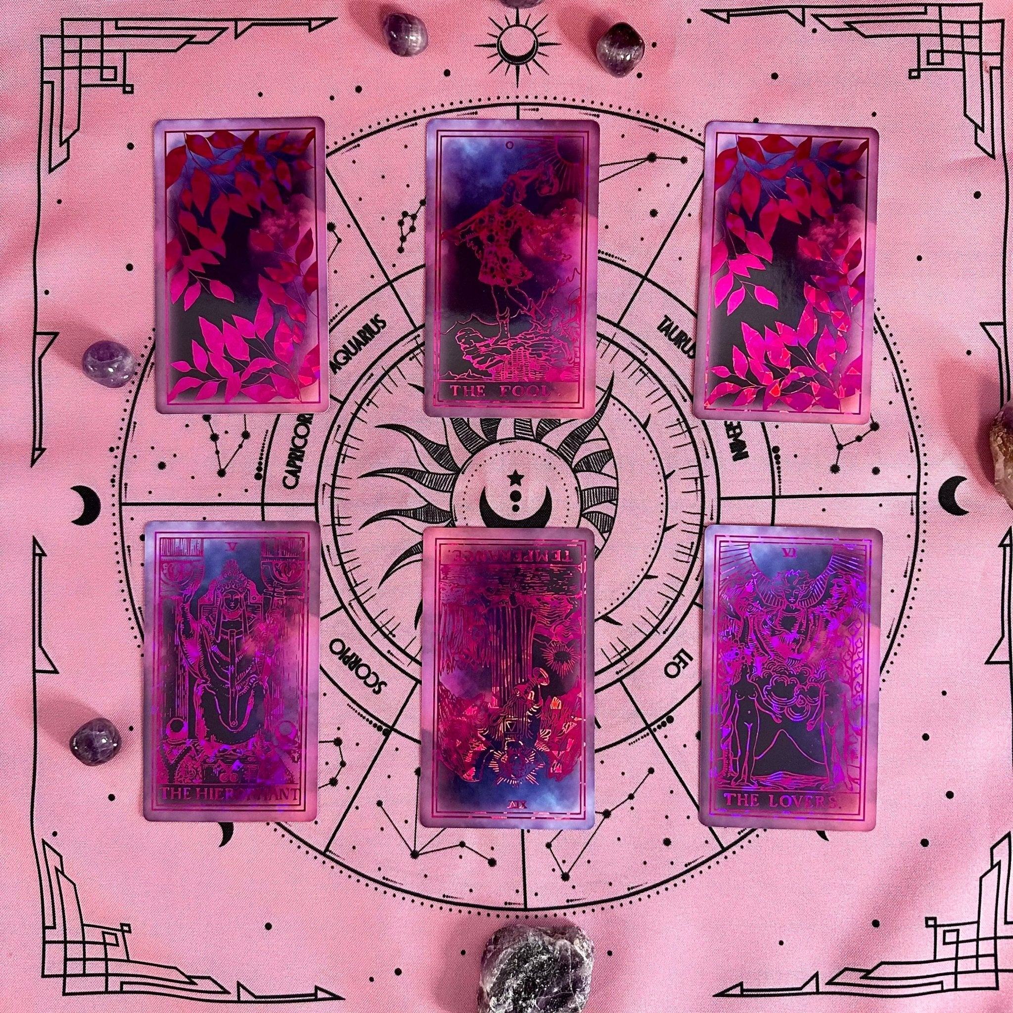 The Rider Waite | Purple Neon Foil | Tarot Deck | Pink Set - HartCentered