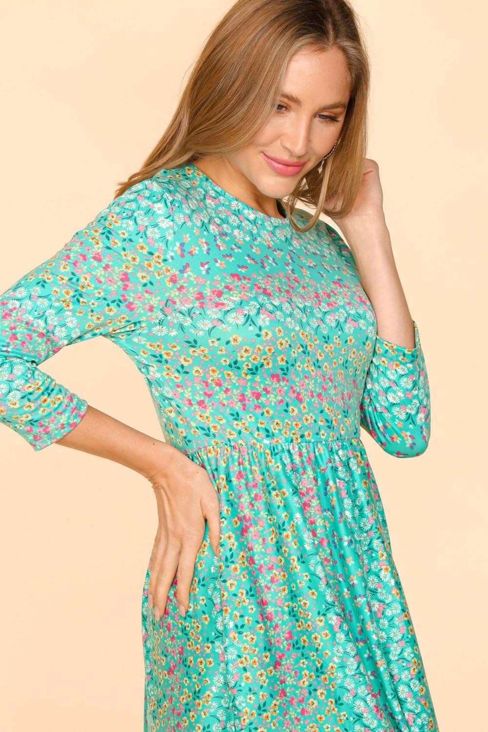 Haptics Round Neck Floral Dress with Pockets-4