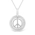 Matte Finish .925 Sterling Silver Diamond Accent Dancing Peace Sign 18" Pendant Necklace (I-J Color, I1-I2 Clarity)-0