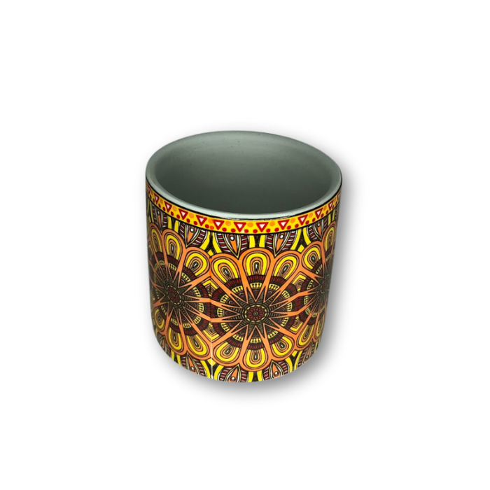 Yellow Bohemian Patterned Flower Pot-0