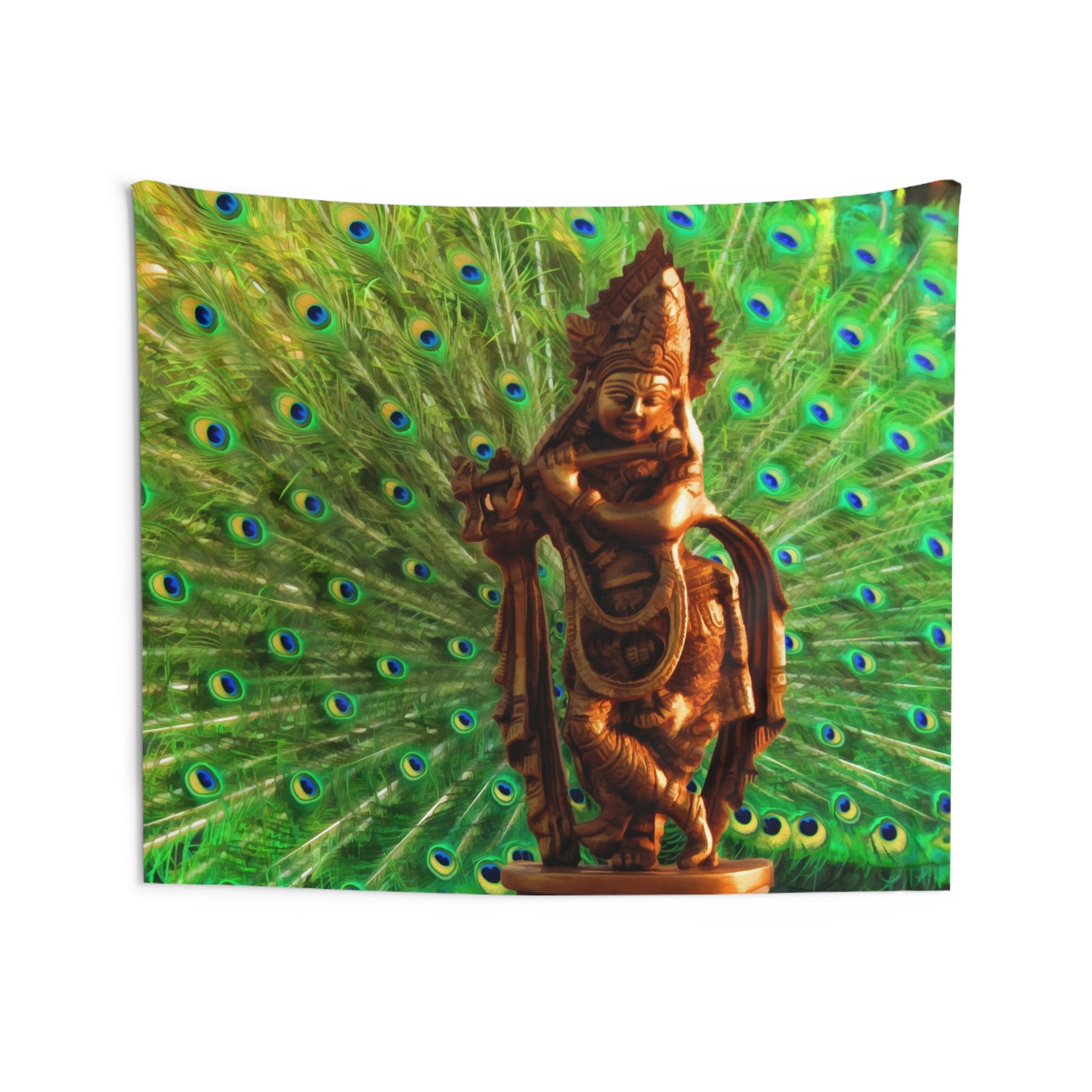 Pecock Feather Krishna Tapestry - HartCentered