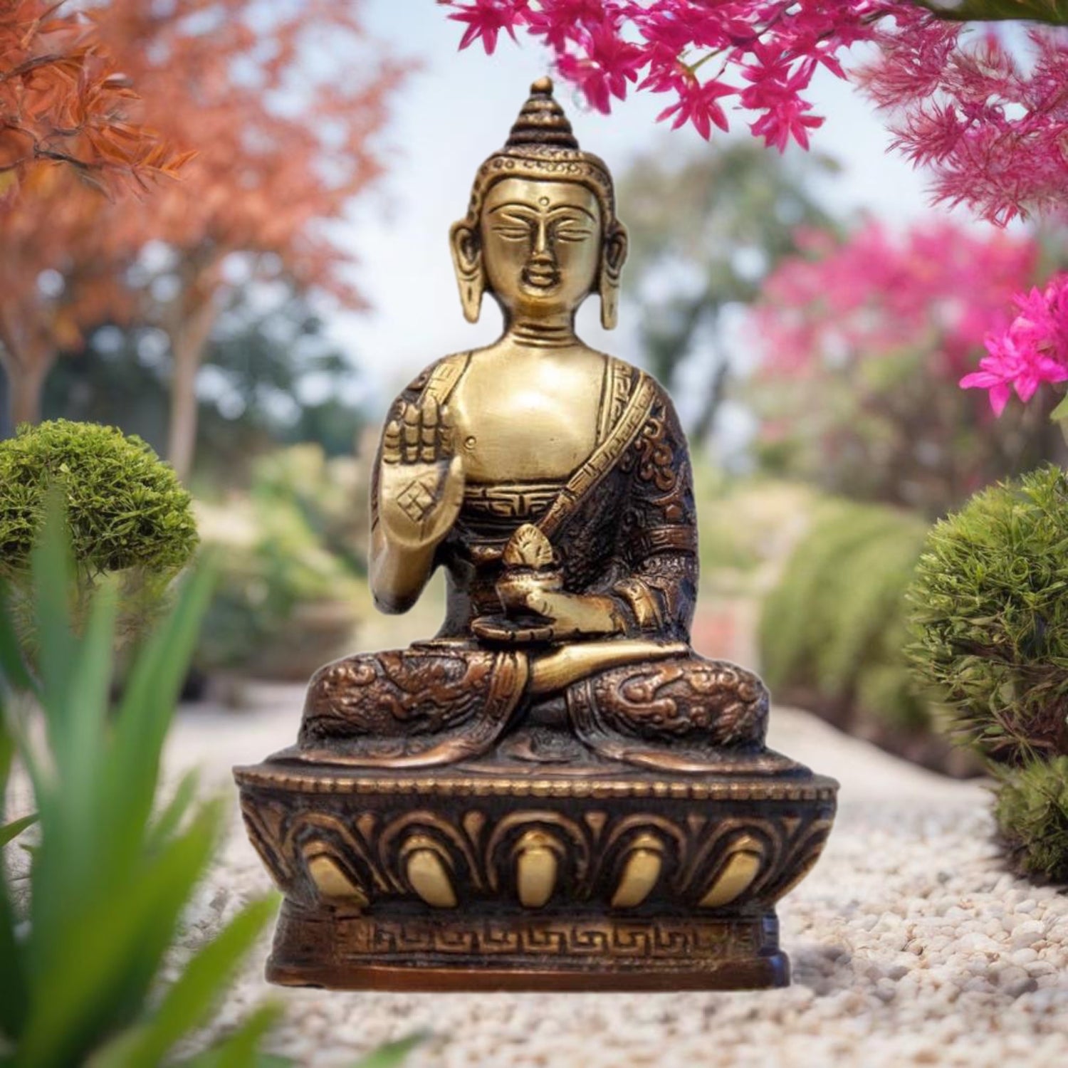 Sitting  Buddha On Lotus in Meditation Pose  - 7&quot;