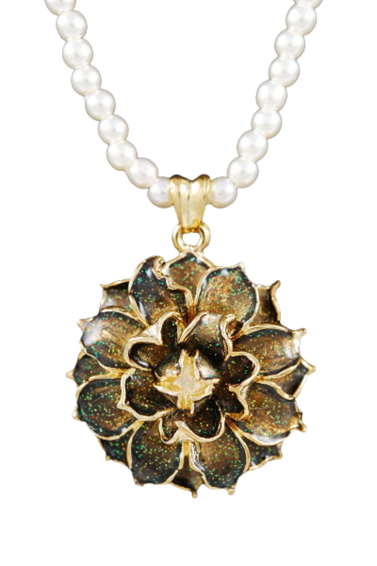 Metal flower pendant necklace-3