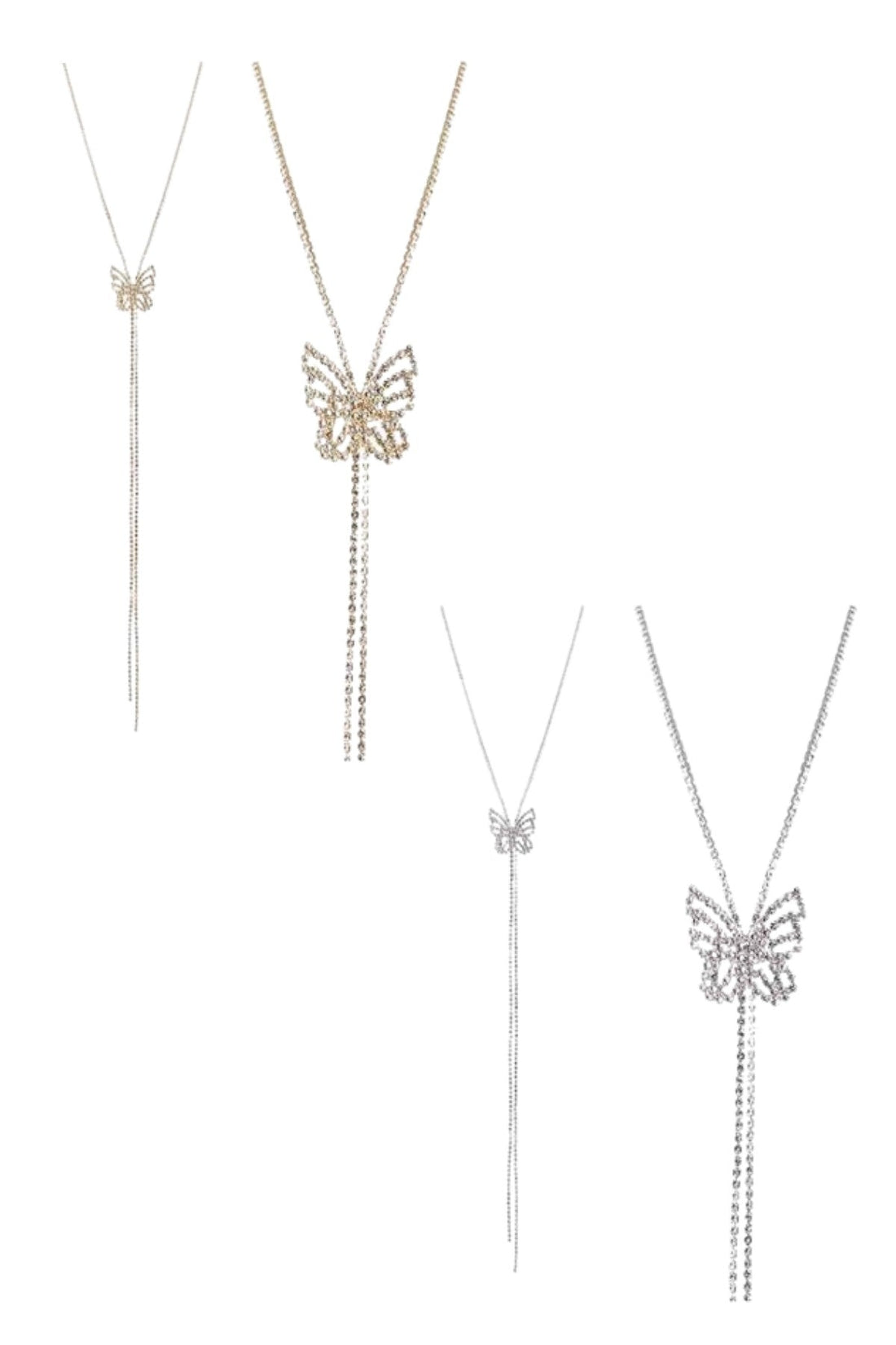 Crystal Butterfly Slider Long Necklace-0