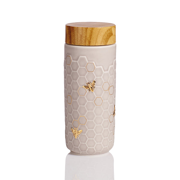 Honey Bee Ceramic Travel Mug / Gold 12.3 oz - HartCentered