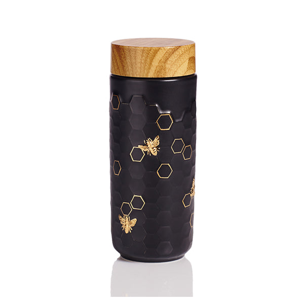 Honey Bee Ceramic Travel Mug / Gold 12.3 oz - HartCentered