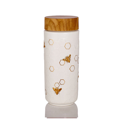 Honey Bee Ceramic Travel Mug / Gold 12.3 oz - HartCentered