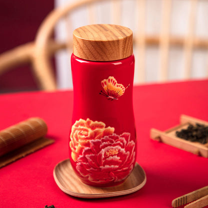 Golden Age Peony Ceramic Tea Tumbler - HartCentered