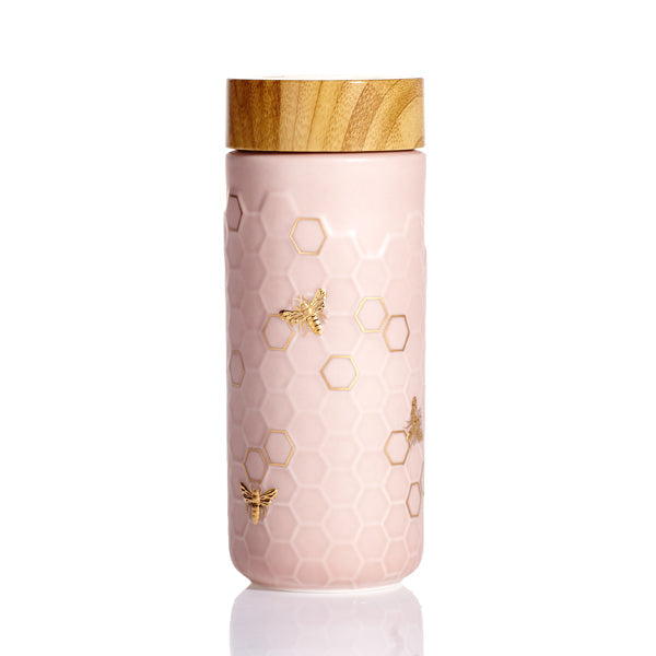 Honey Bee Ceramic Travel Mug / Gold 12.3 oz - HartCentered