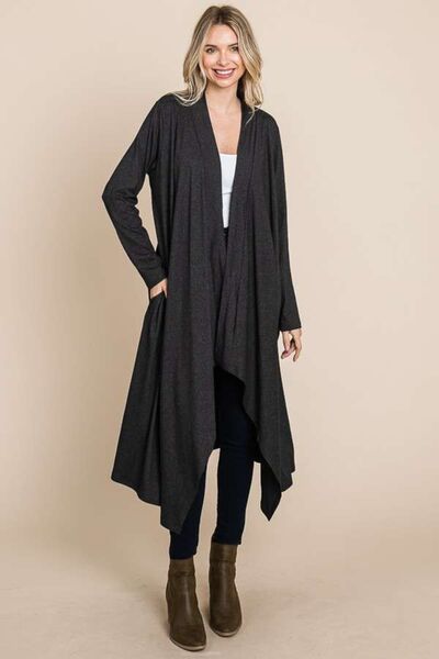 Culture Code Open Front Longline Cover Up with Pockets-0