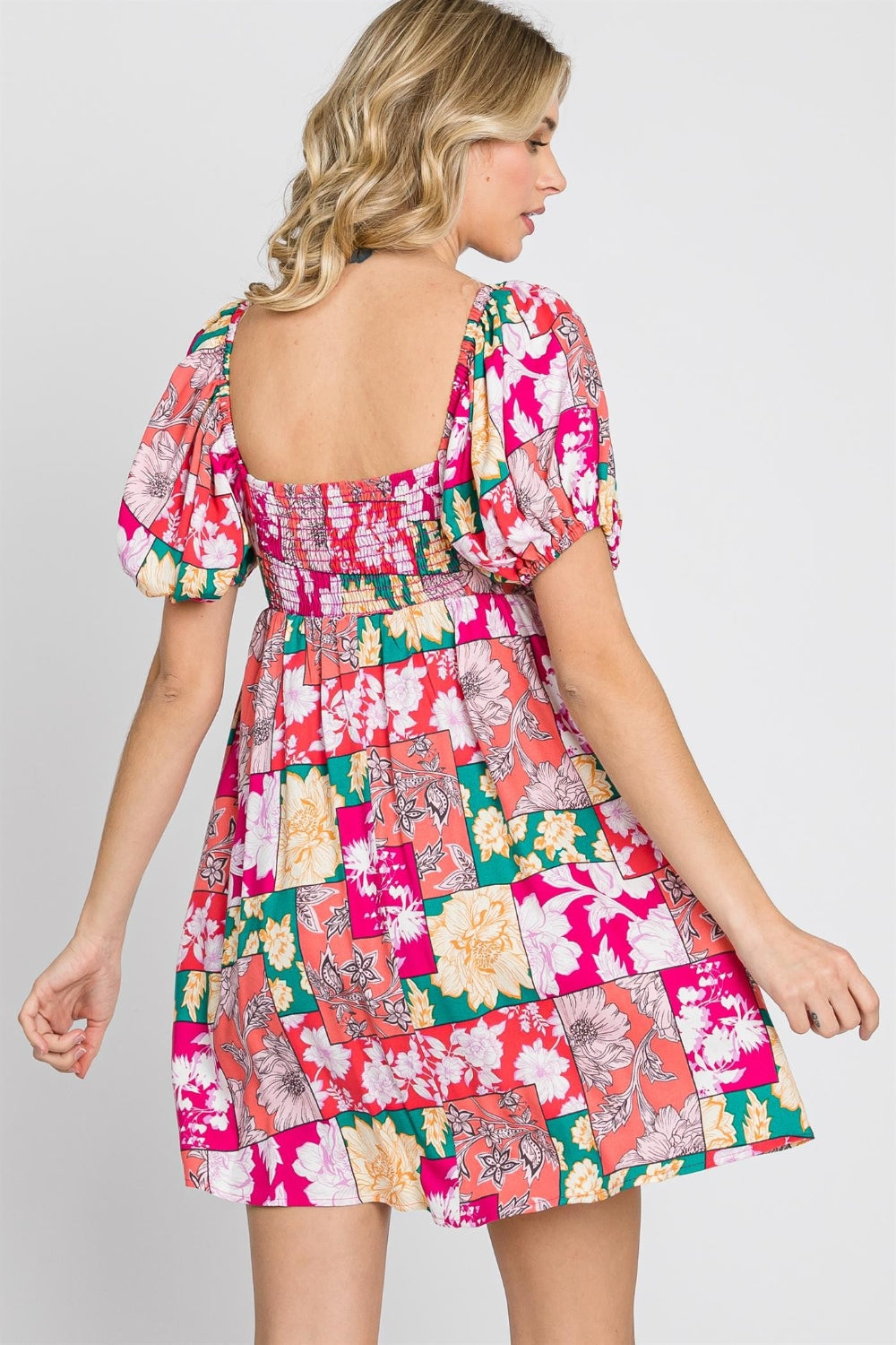 GeeGee Floral Ruff Sleeve Mini Dress-1