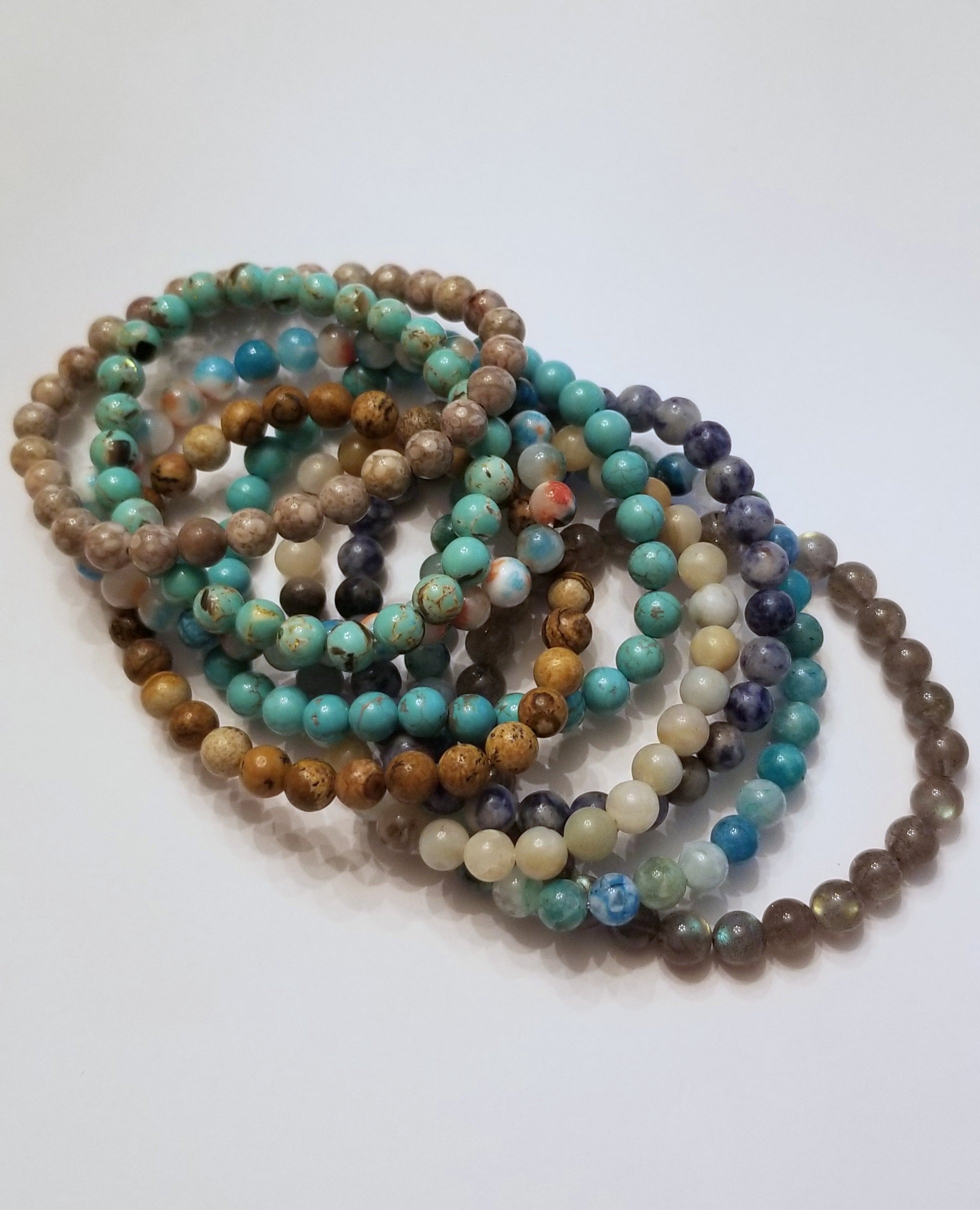 Colors of the Beach - Natural Stone Stretch Bracelets-0